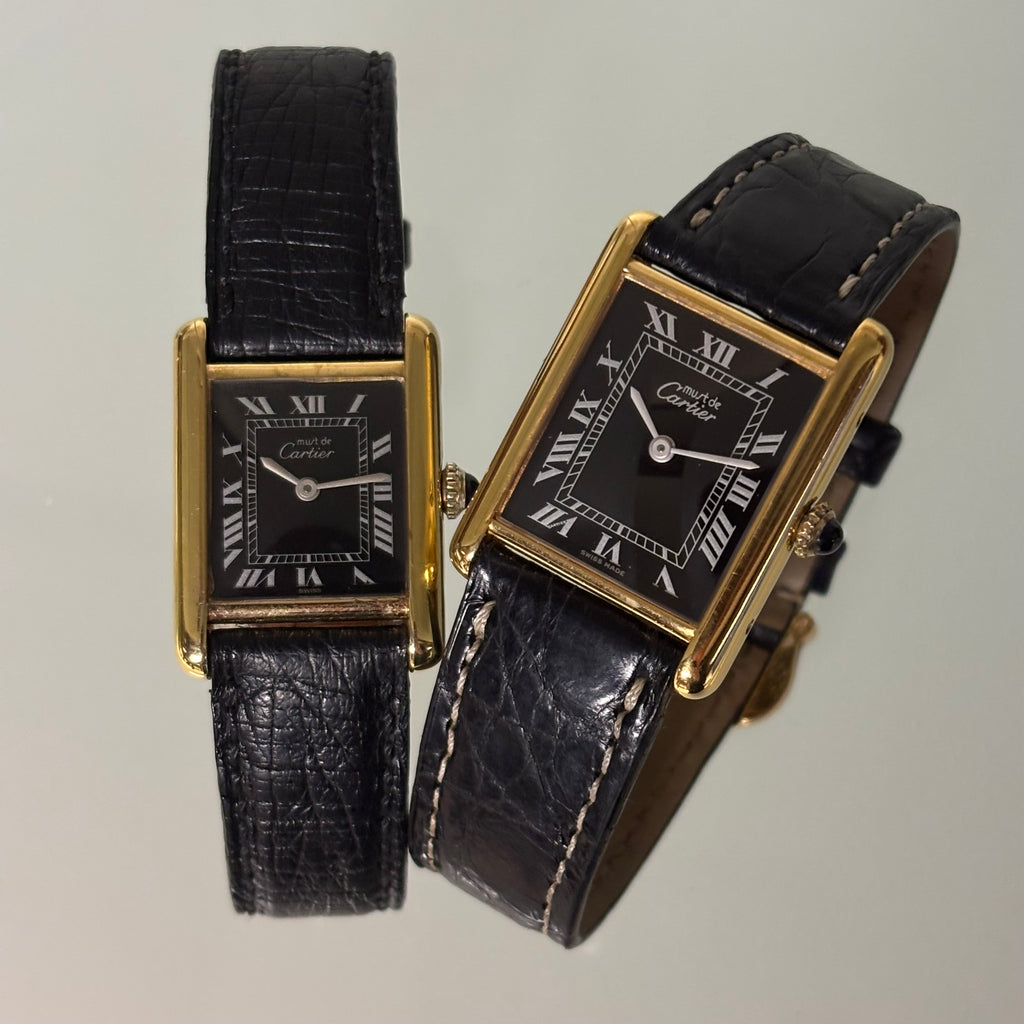 Cartier Tank PM Black dial with buckle