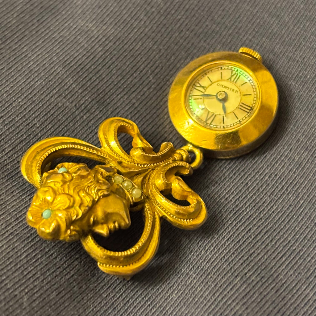 Cartier J Schulz New York 14k brooch watch MOP