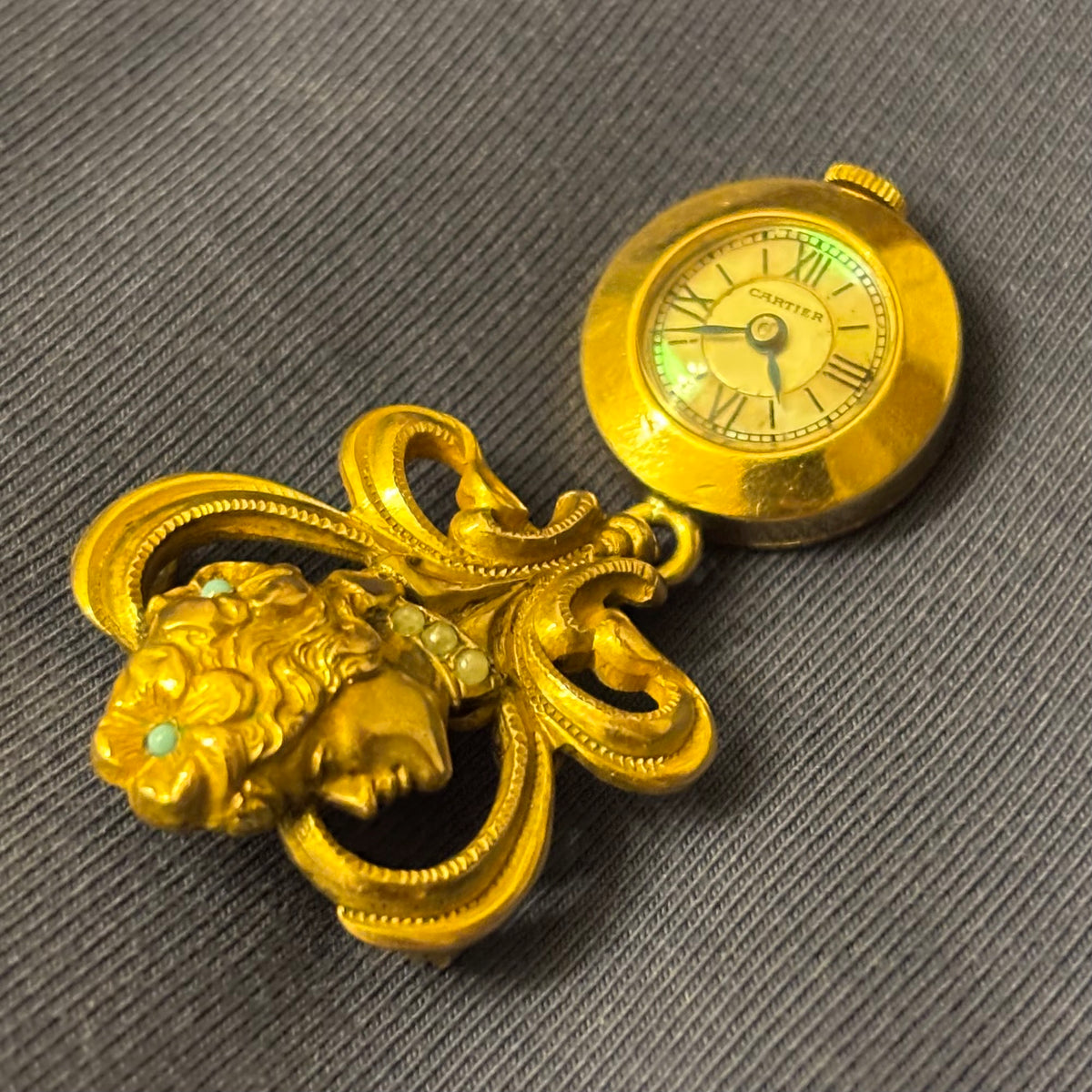 Cartier J Schulz New York 14k brooch watch MOP