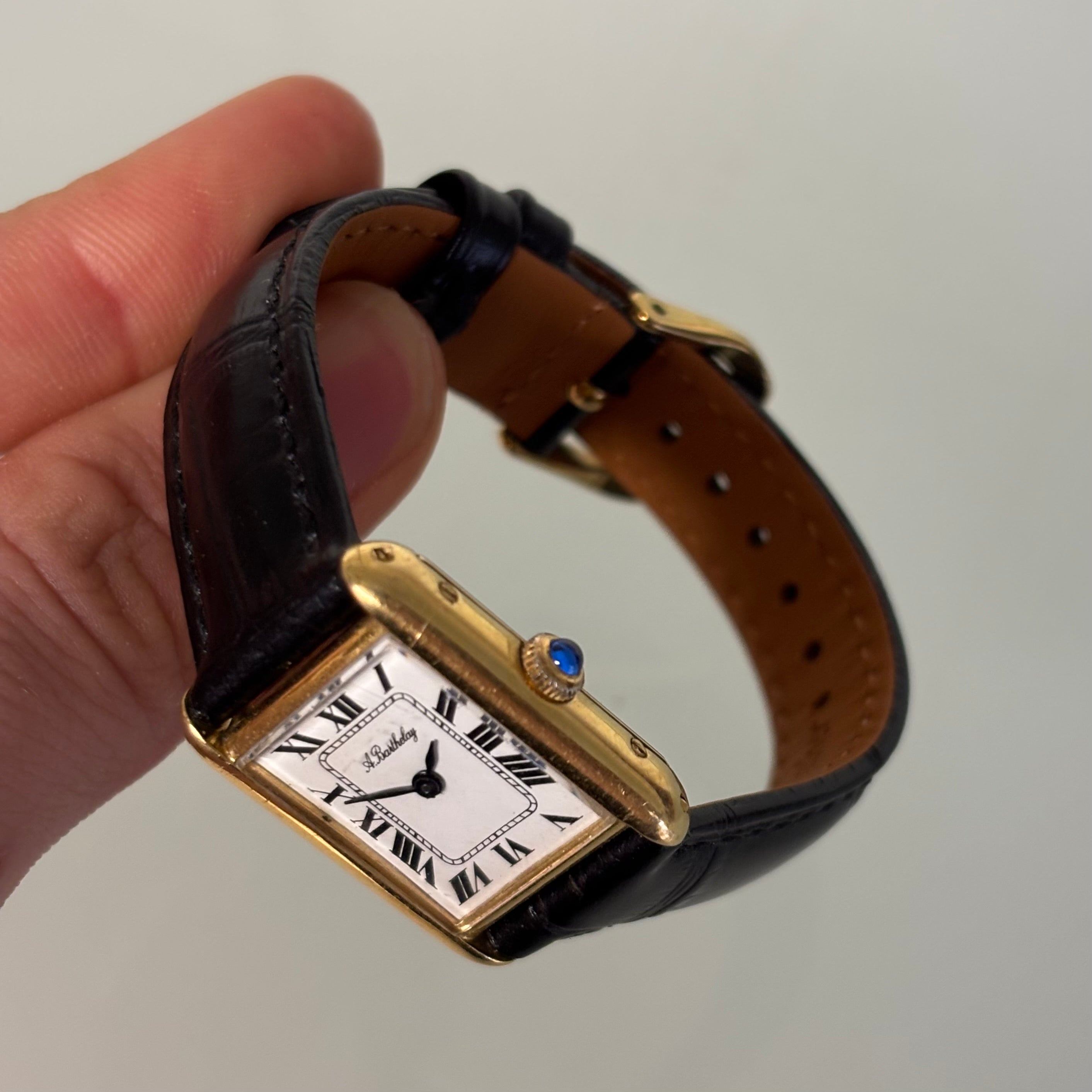 Alexis Barthelay Tank Petit Model – 18K Gold with Sapphire Crown