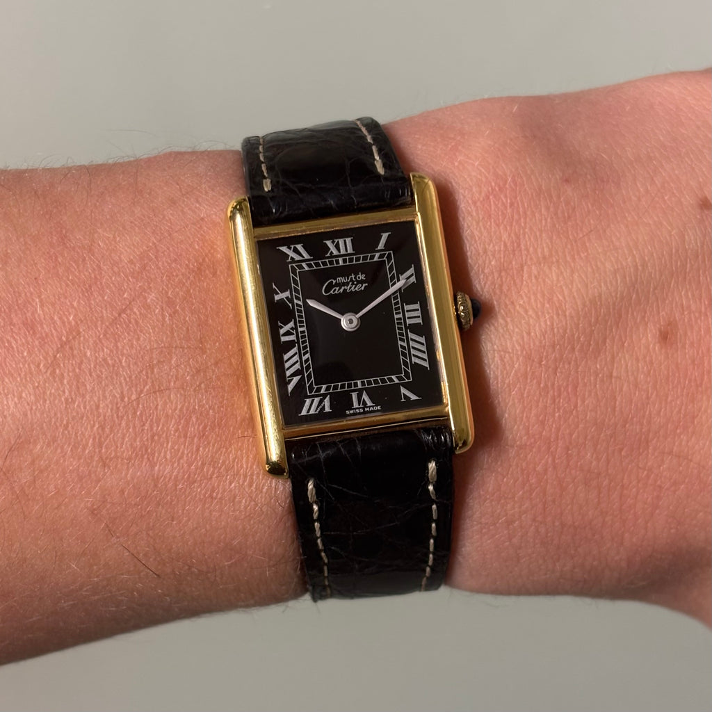 Cartier Tank GM black dial with buckle