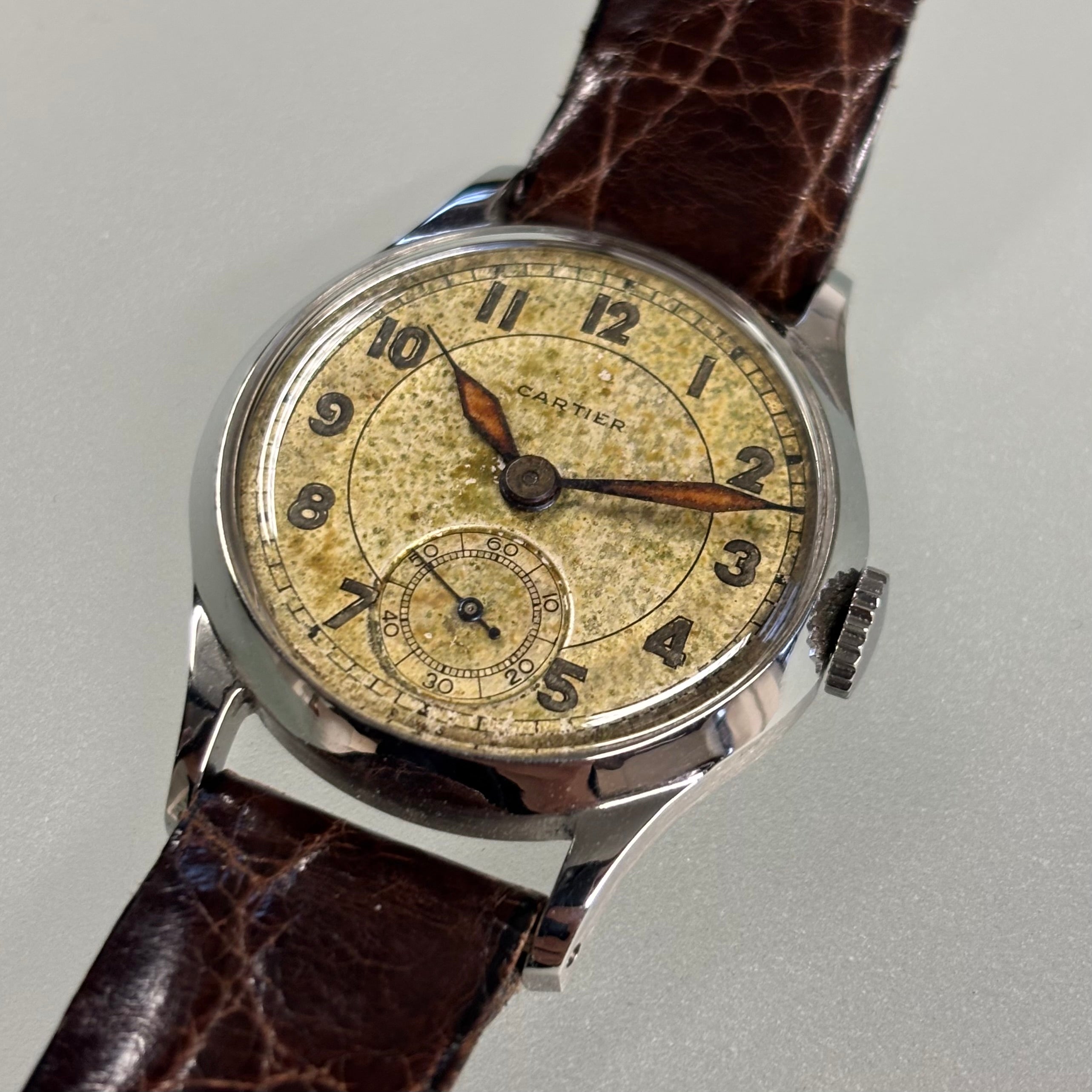 Cartier EWC Wristwatch – Steel Case with Patina Dial