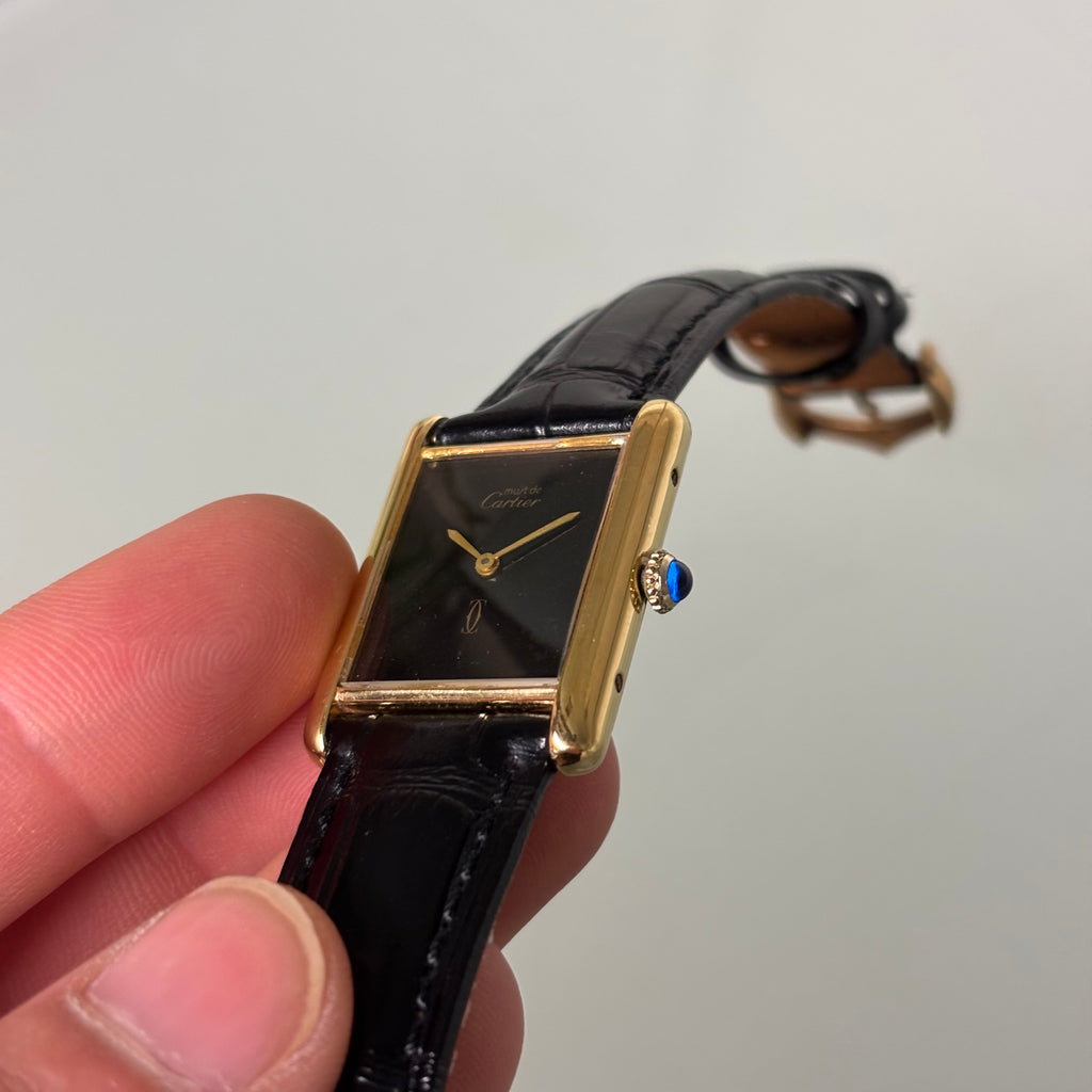 Cartier Tank GM black dial with original buckle