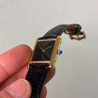 Cartier Tank GM black dial with original buckle