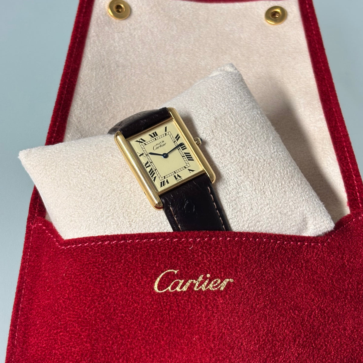 Cartier Tank champagne GM with original buckle