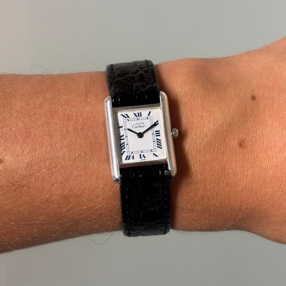 Cartier Tank PM Silver Blue roman numerals