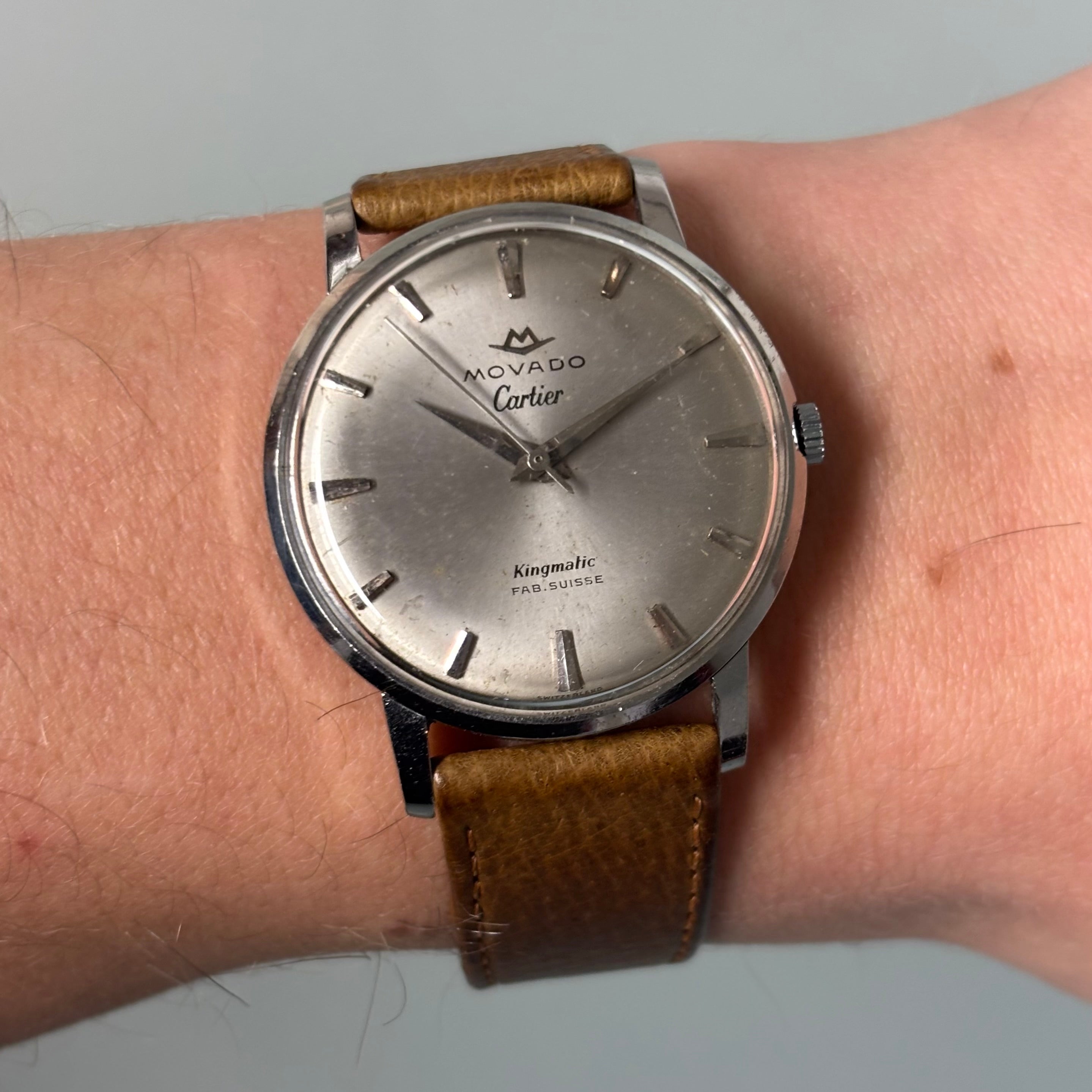 Movado Cartier signed Kingmatic with strap & buckle