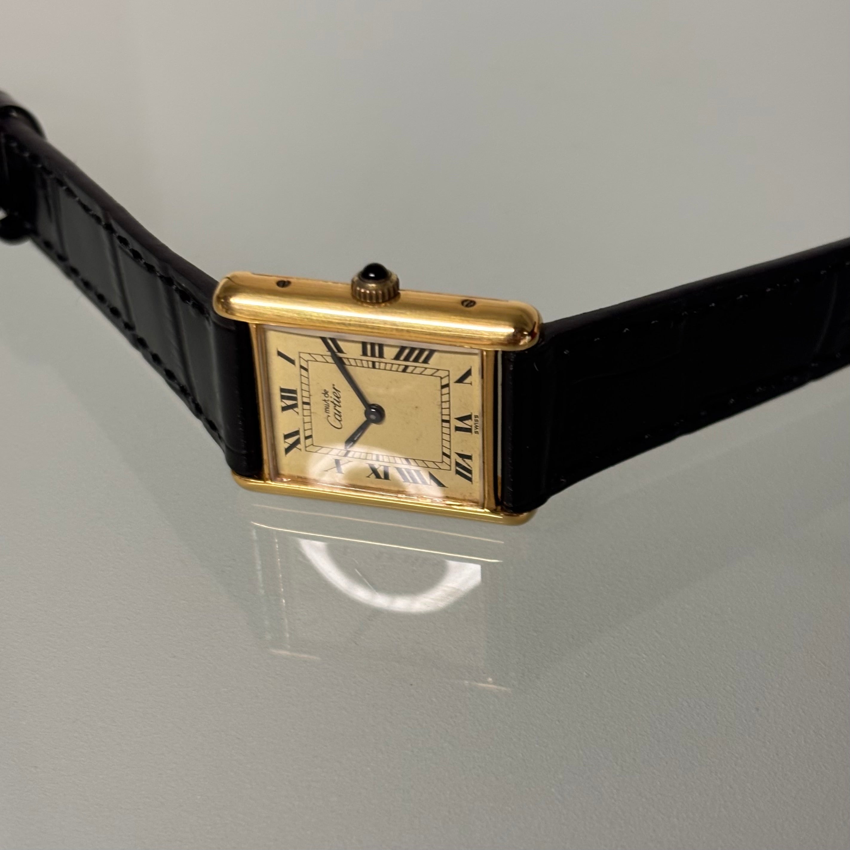 Cartier tank GM lemon Roman numeral dial