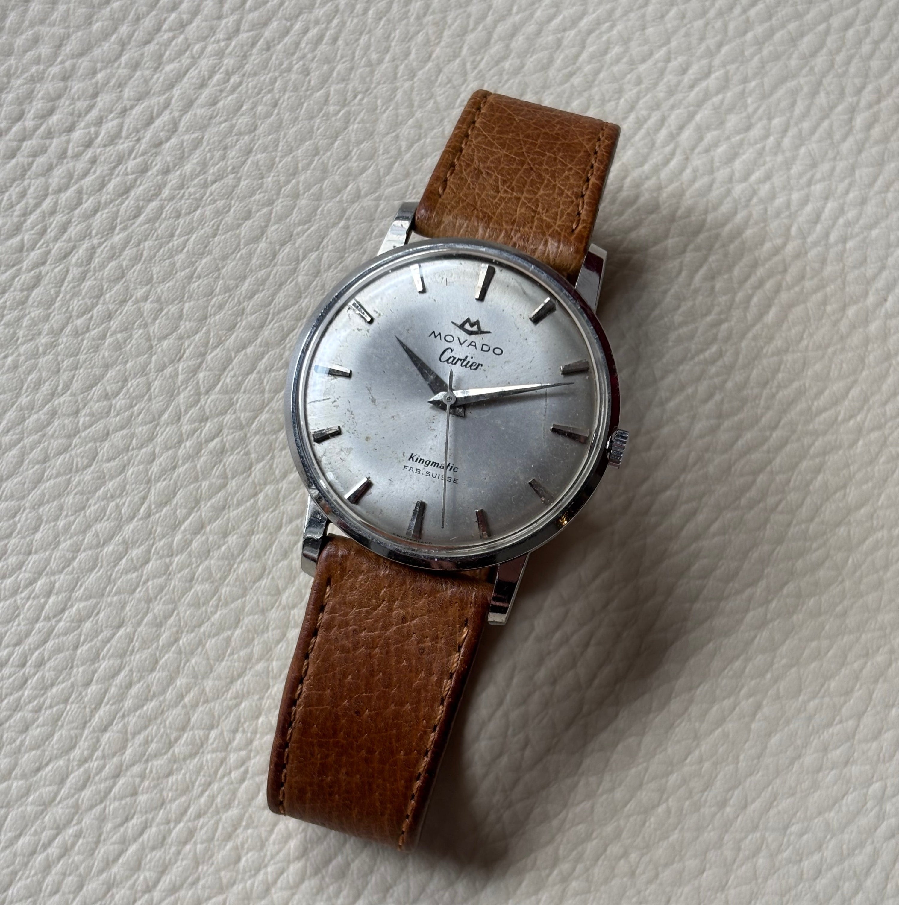 Movado Cartier signed Kingmatic with strap & buckle