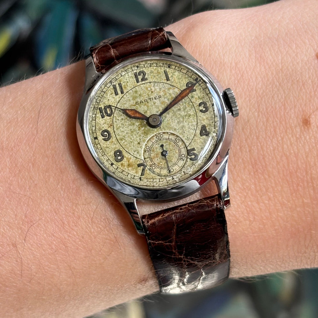 Cartier EWC Wristwatch – Steel Case with Patina Dial
