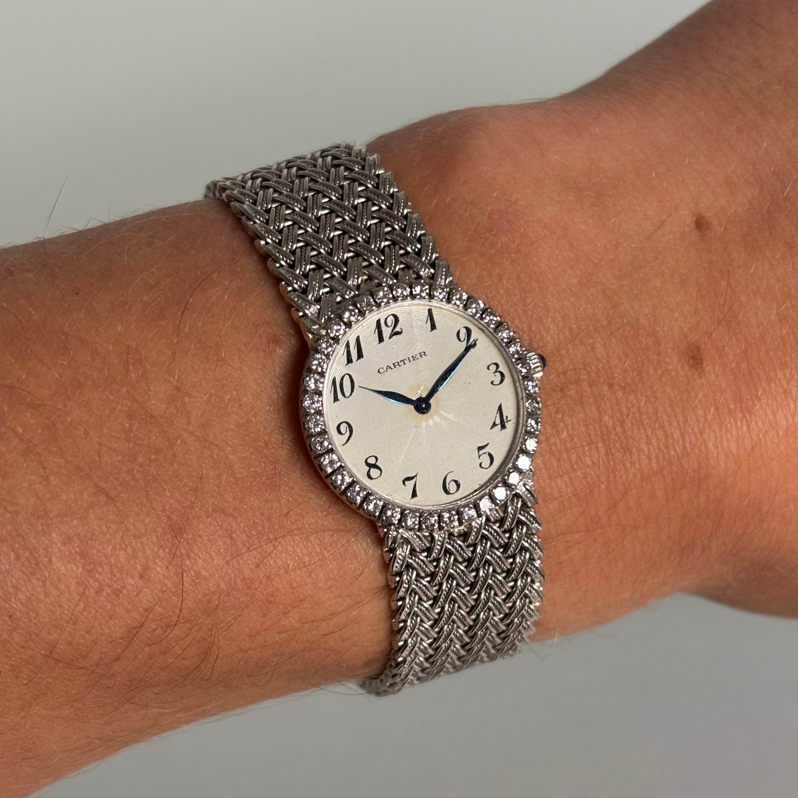 Cartier × Piaget White Gold Watch – Diamond Bezel, 1960s Vintage