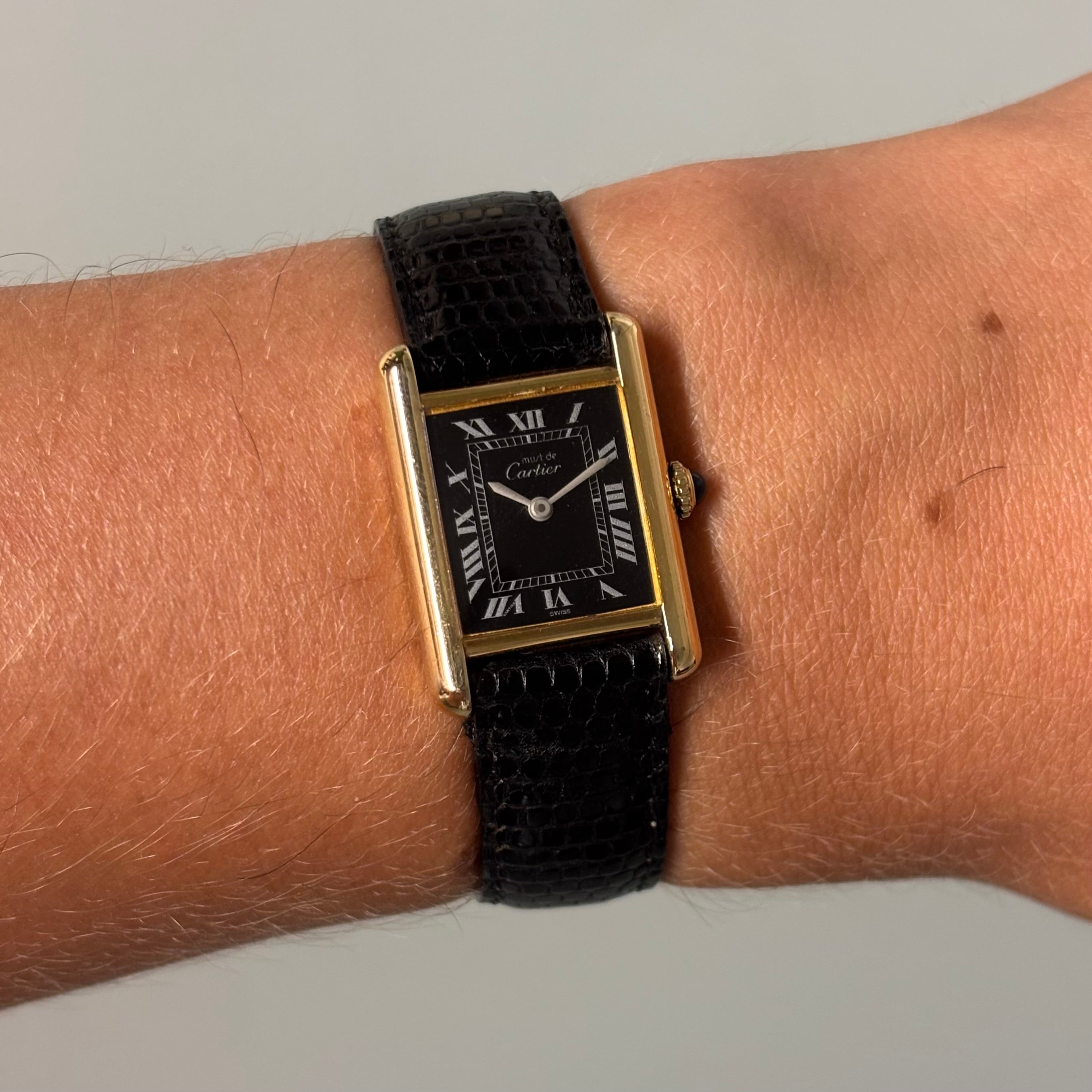 Cartier Tank PM Black/White dial FULL SET
