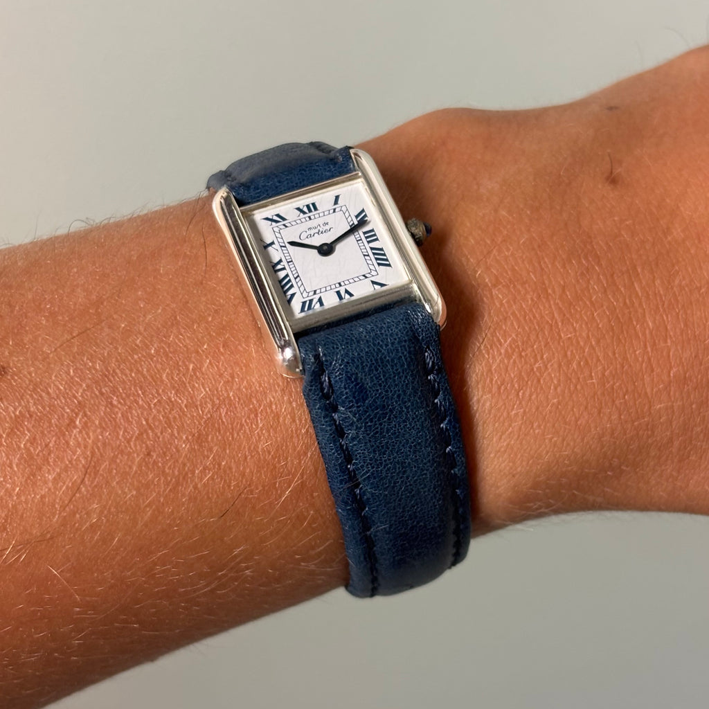 Cartier Tank PM blue Roman dial