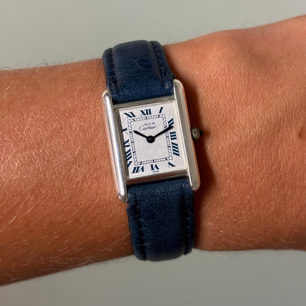 Cartier Tank PM blue Roman dial