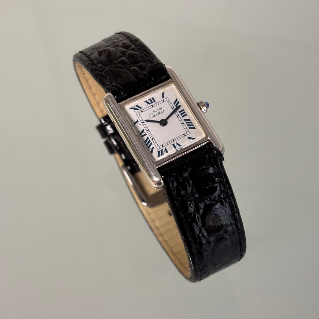 Cartier Tank PM Silver Blue roman numerals