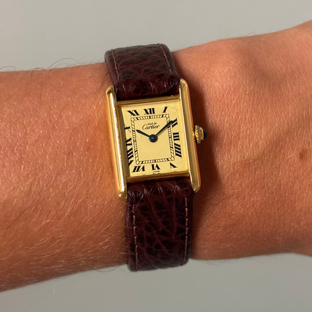 Cartier Tank champagne PM with original buckle