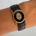 Piaget Onyx & Diamond Wristwatch – 18K Gold, Factory Diamond Dial