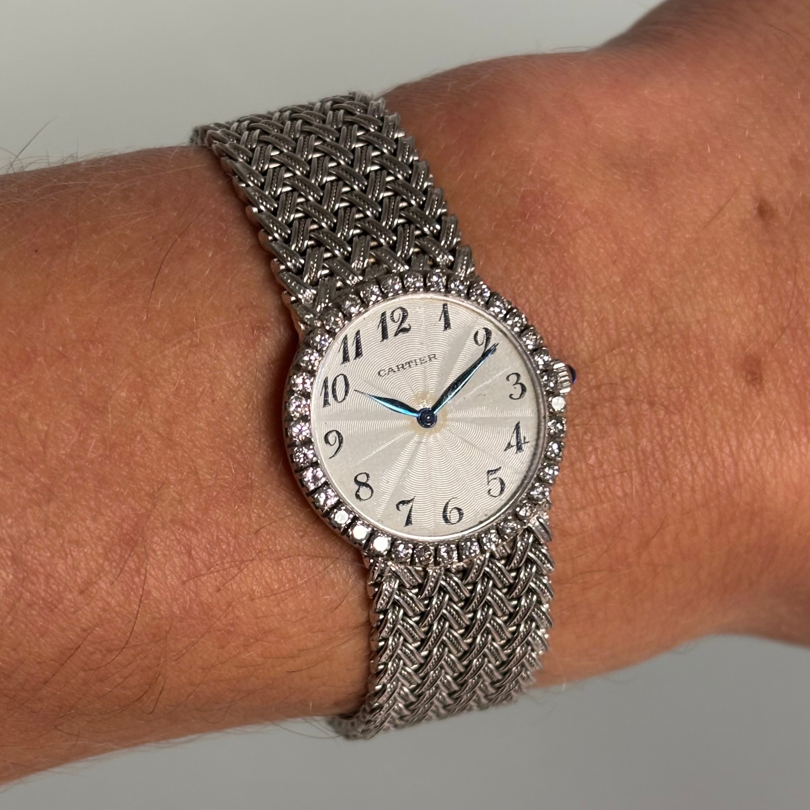 Cartier × Piaget White Gold Watch – Diamond Bezel, 1960s Vintage