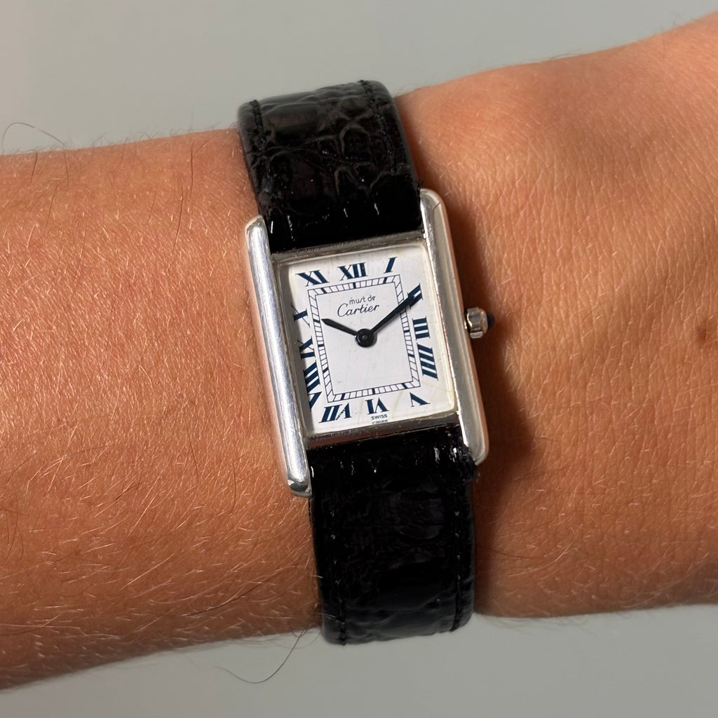 Cartier Tank PM Silver Blue roman numerals