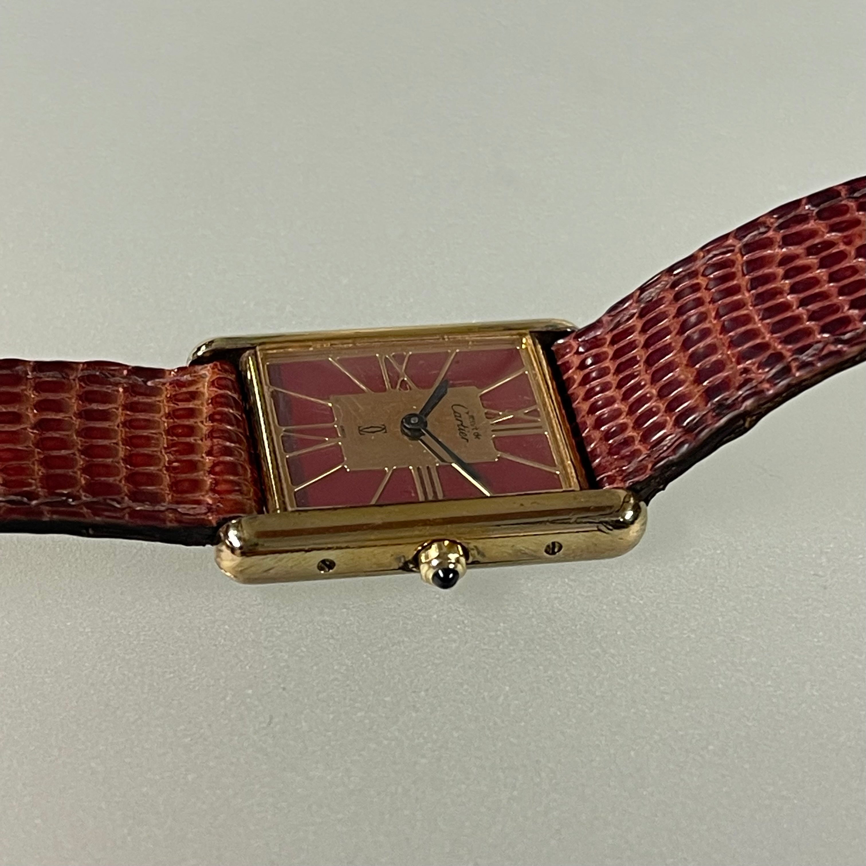Cartier Tank Grand Model – Bordeaux Art Deco Dial with Matching Strap (23 × 31 mm)