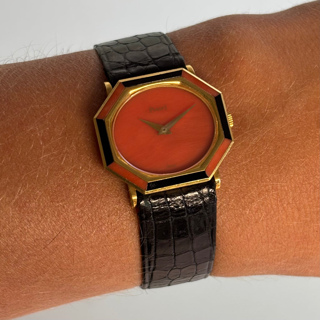Piaget 18k Coral & Onyx