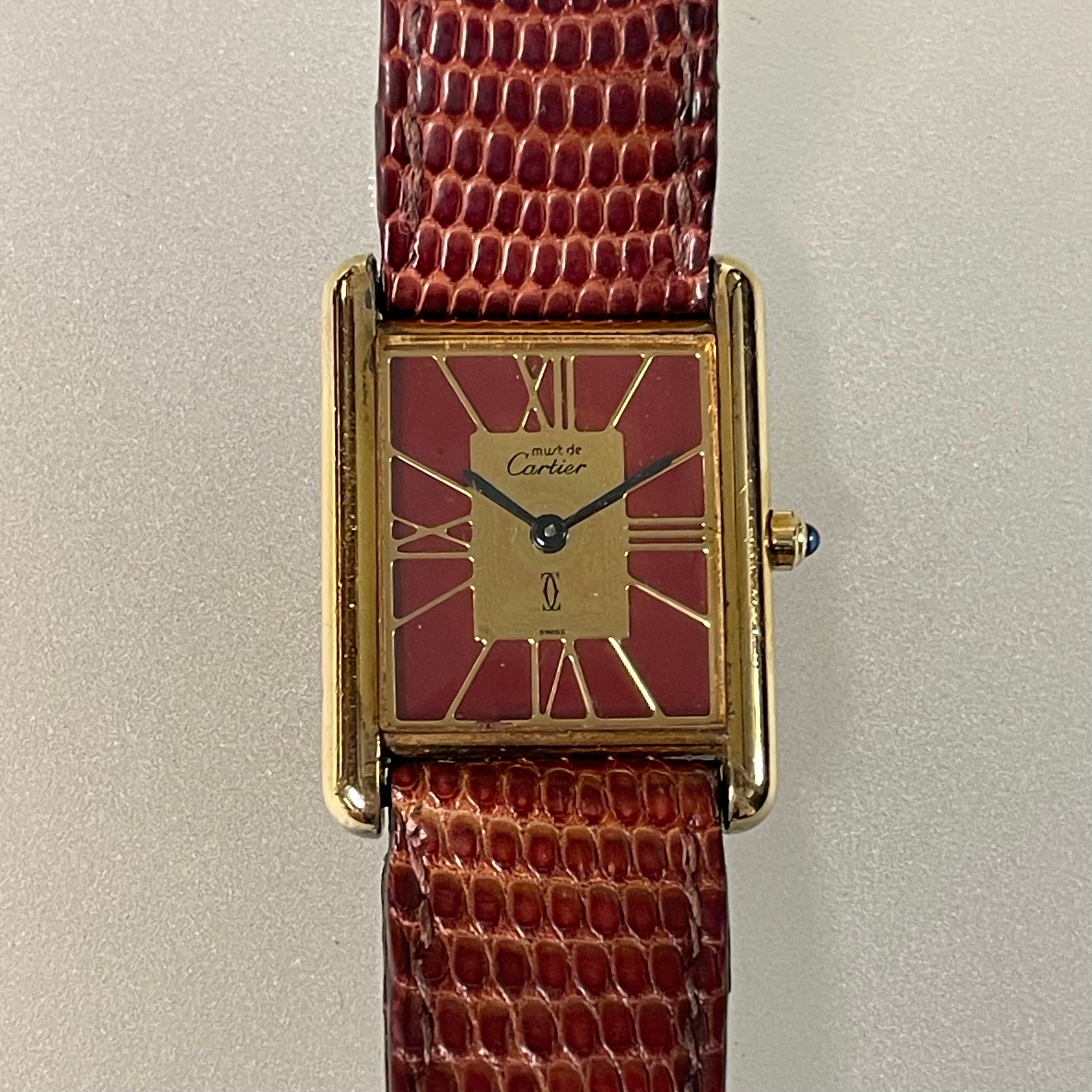 Cartier Tank Grand Model – Bordeaux Art Deco Dial with Matching Strap (23 × 31 mm)