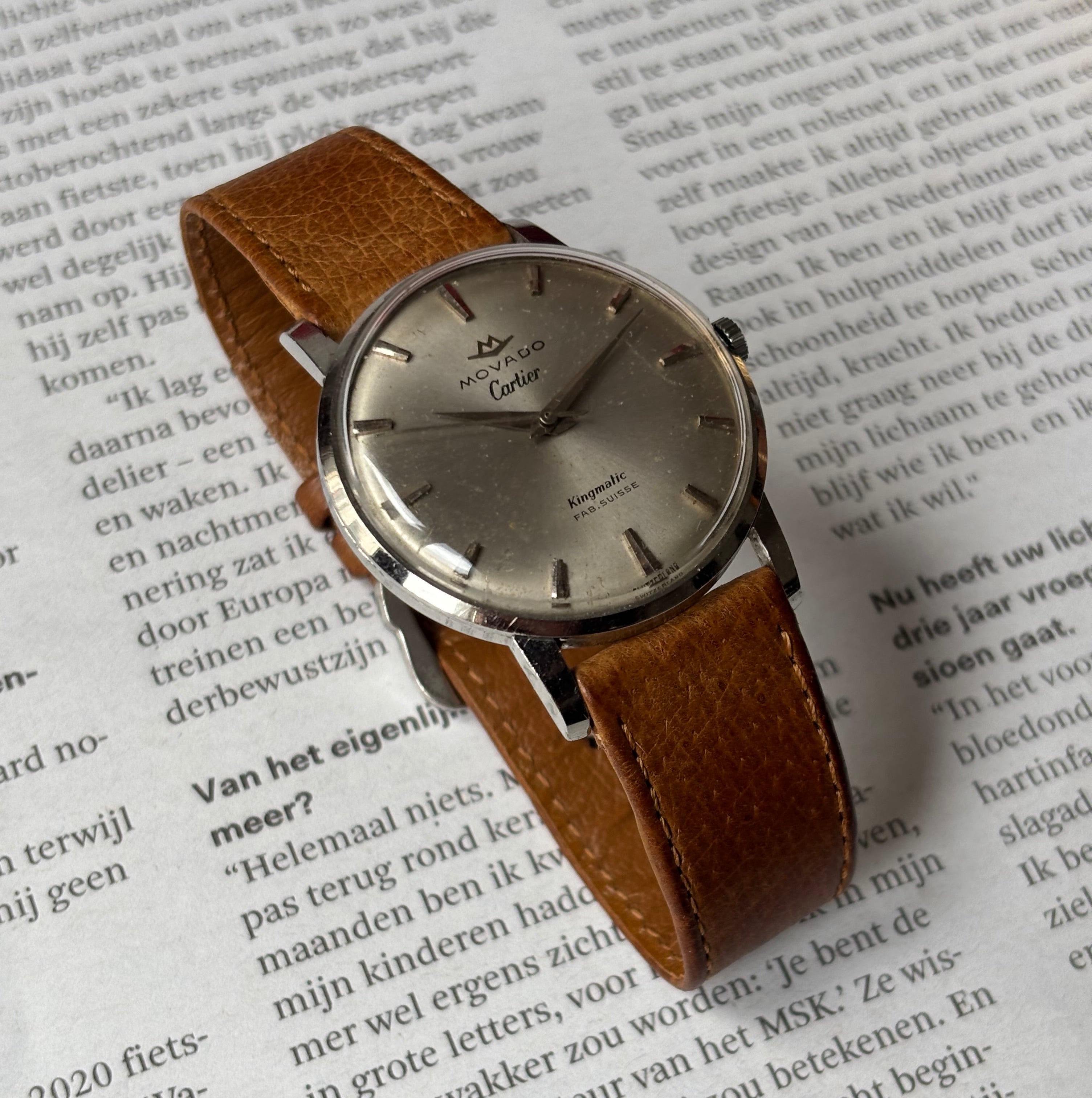 Movado Cartier signed Kingmatic with strap & buckle