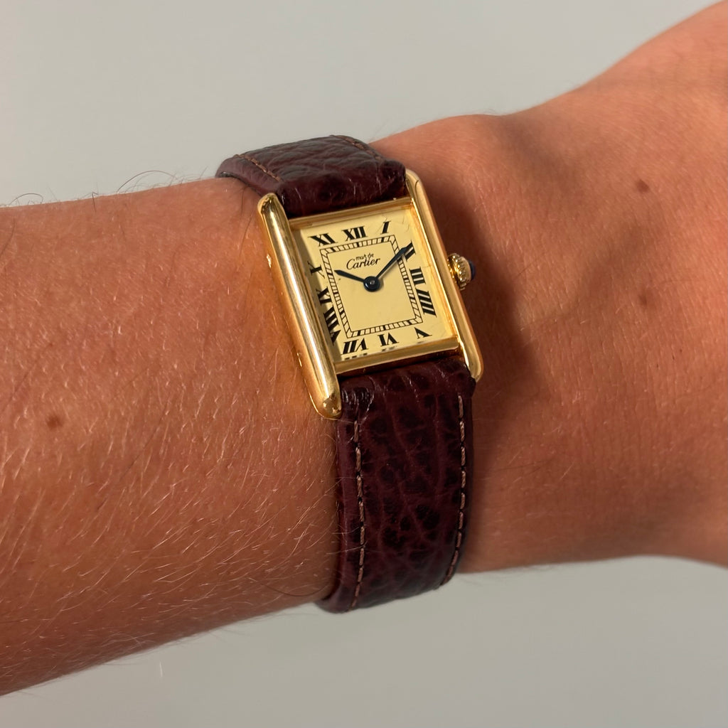 Cartier Tank champagne PM with original buckle