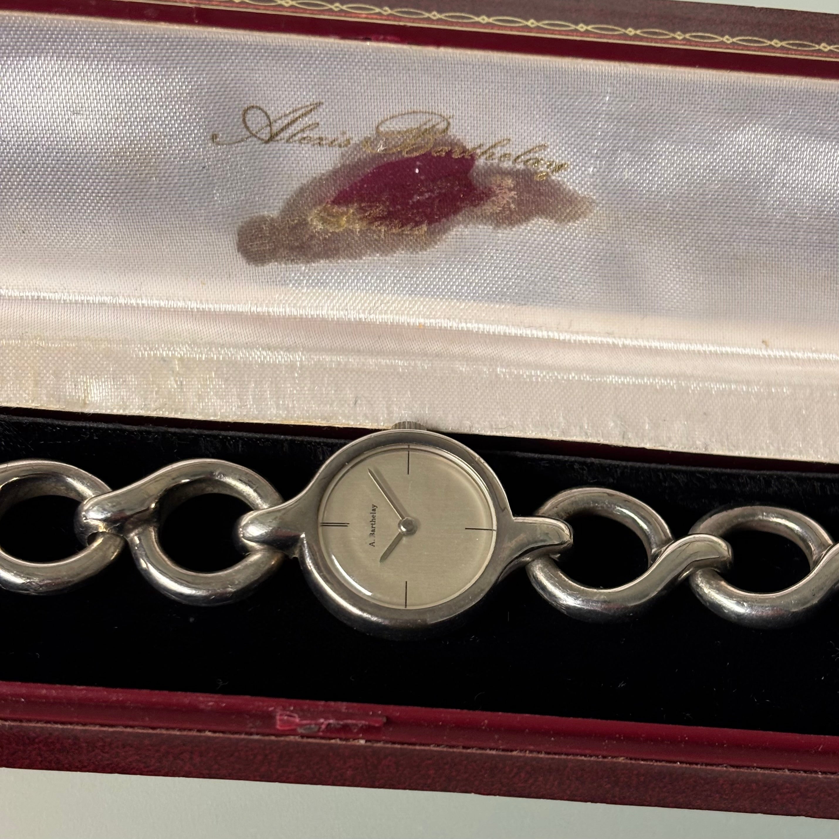 Alexis Barthelay Silver Bracelet Watch – 1970’s with Original Box