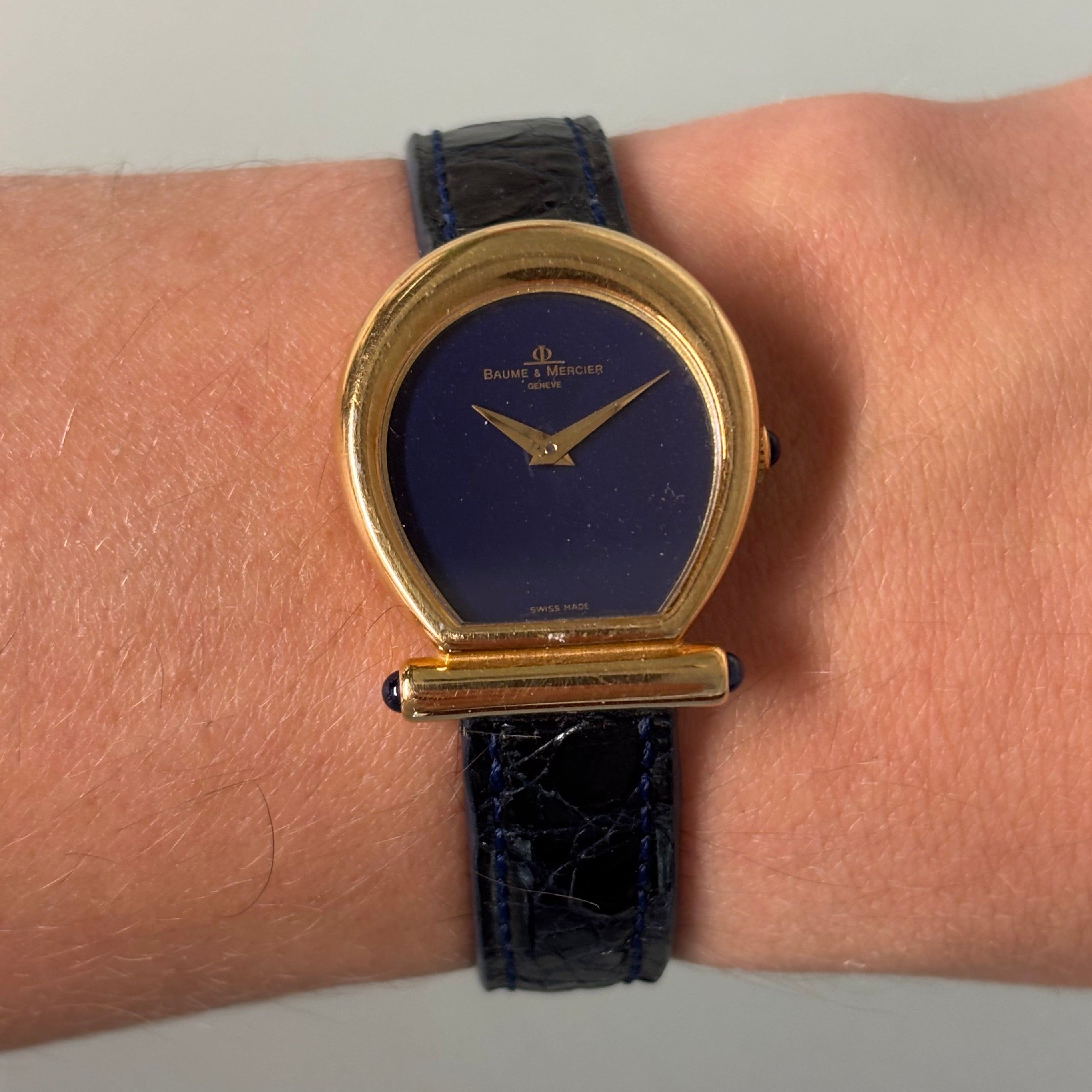 Baume & Mercier Lapis Dial Watch – Logo Case, 18K Gold