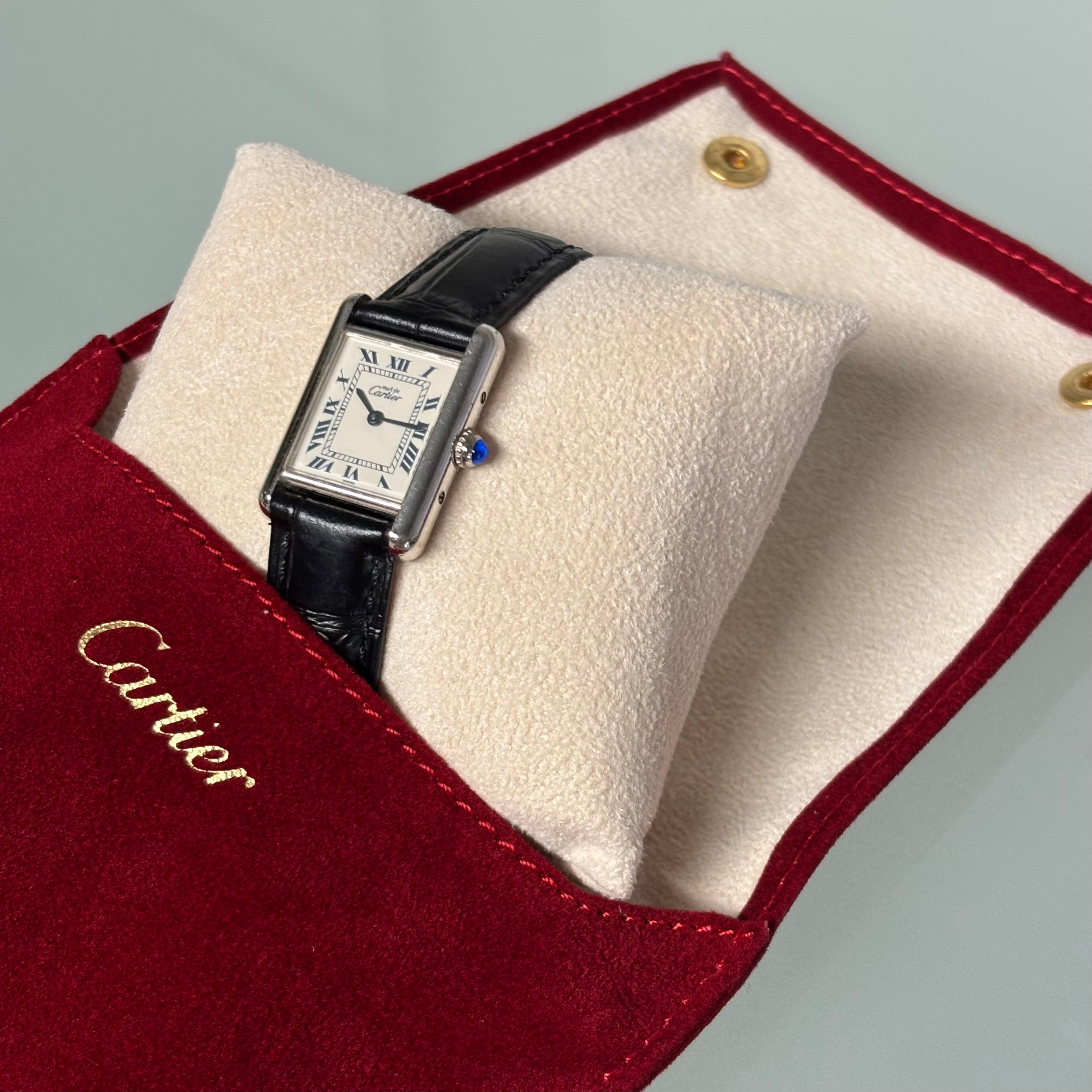 Cartier Tank PM Silver Full Set