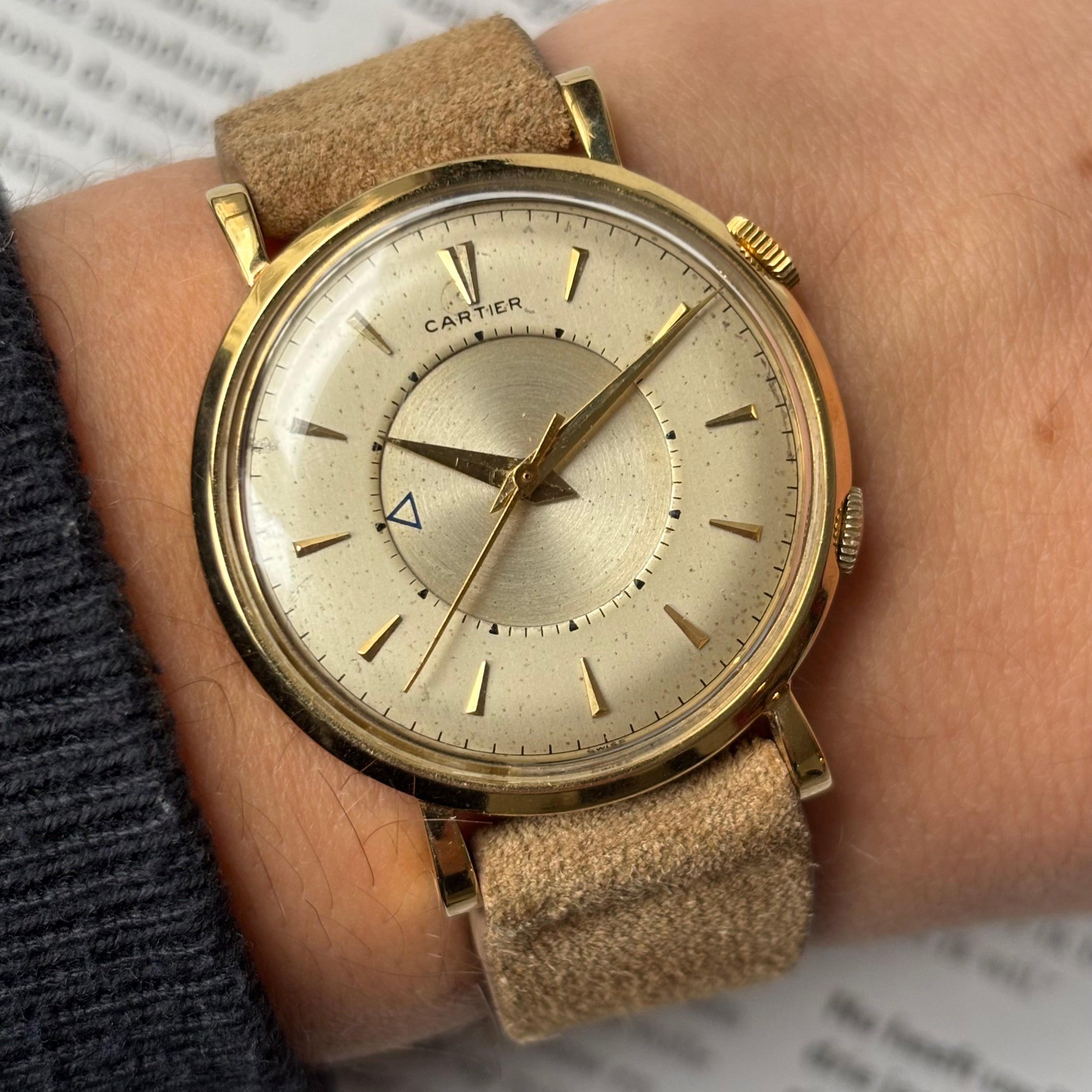 Cartier Memovox Jaeger-LeCoultre 18K Gold Vintage Watch