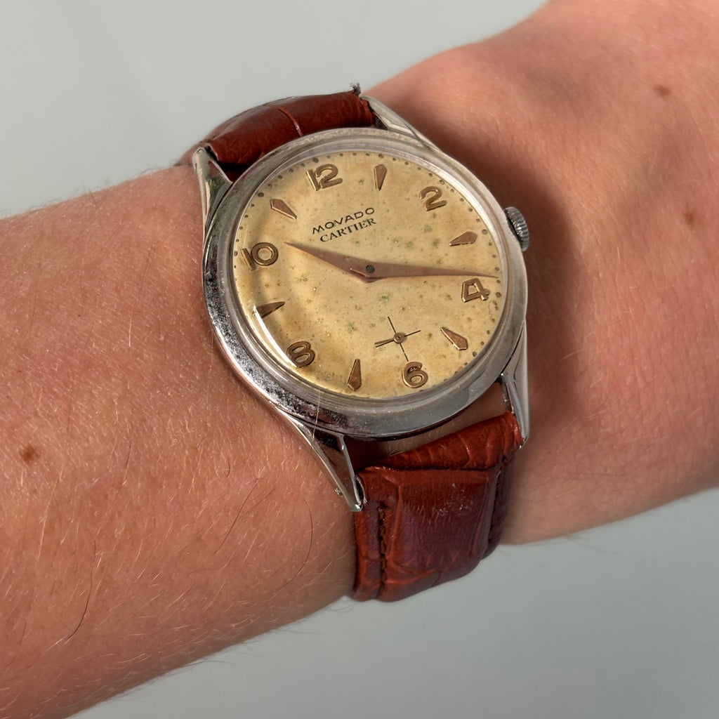 Cartier × Movado Wristwatch – Steel Case, Patina Dial