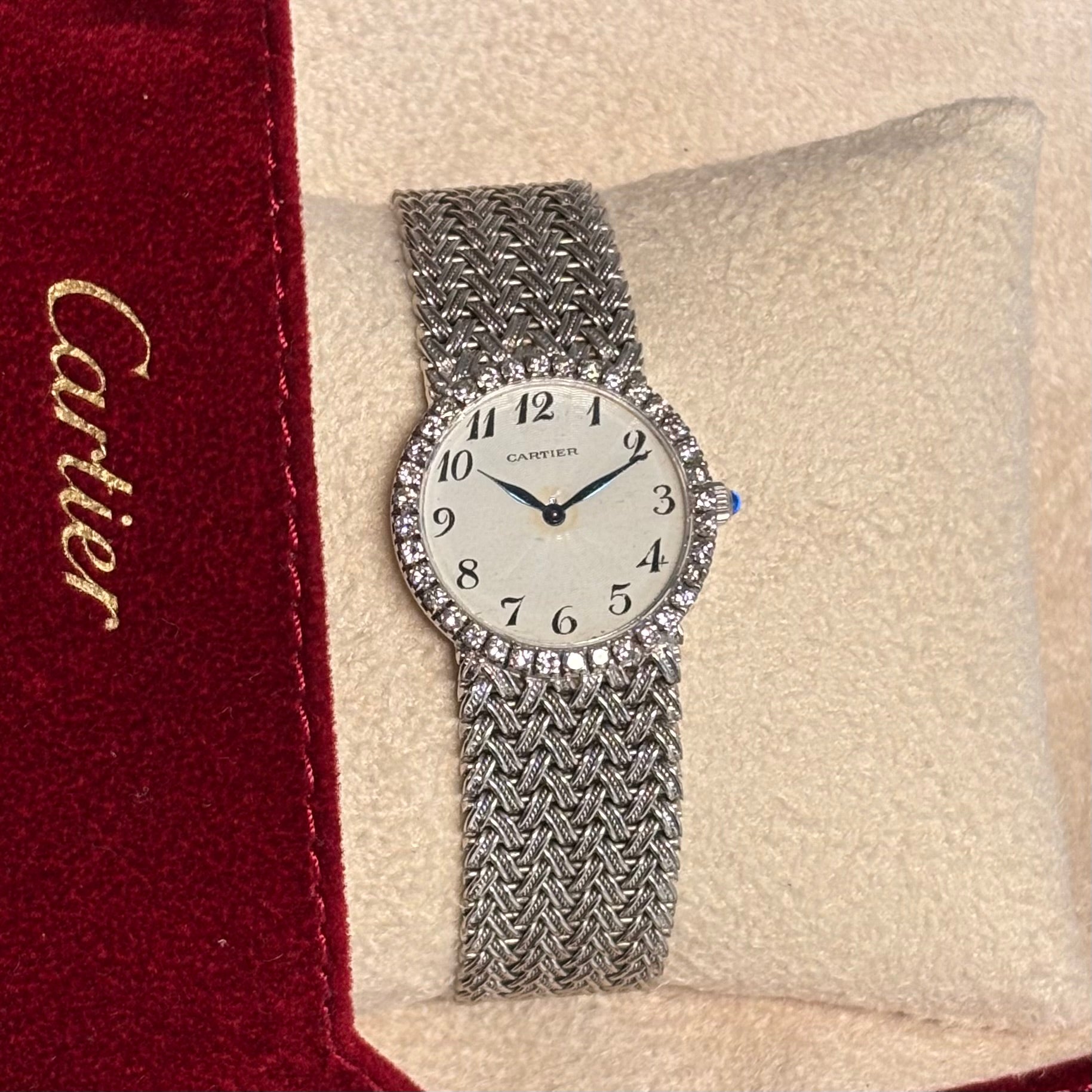 Cartier × Piaget White Gold Watch – Diamond Bezel, 1960s Vintage