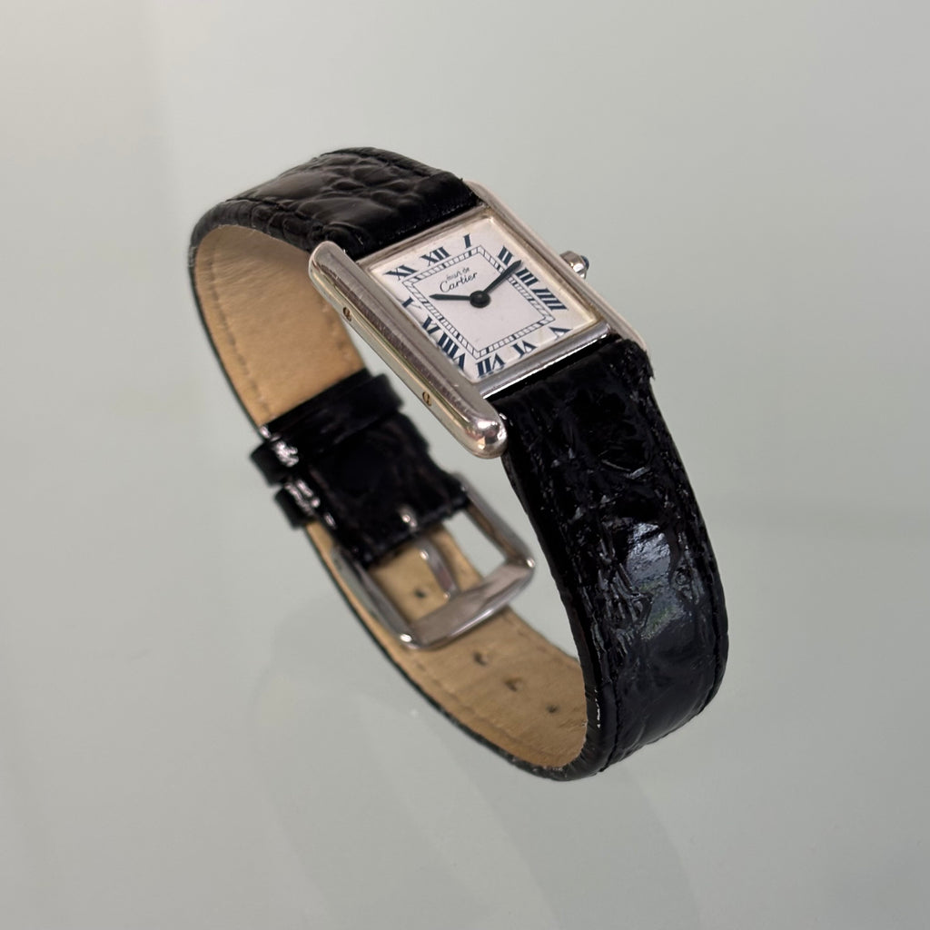 Cartier Tank PM Silver Blue roman numerals
