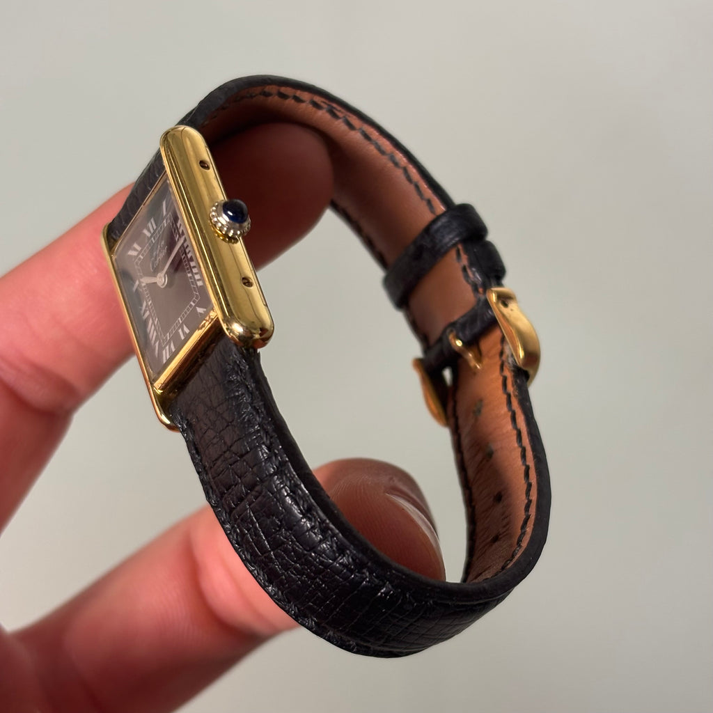 Cartier Tank PM Black dial with buckle