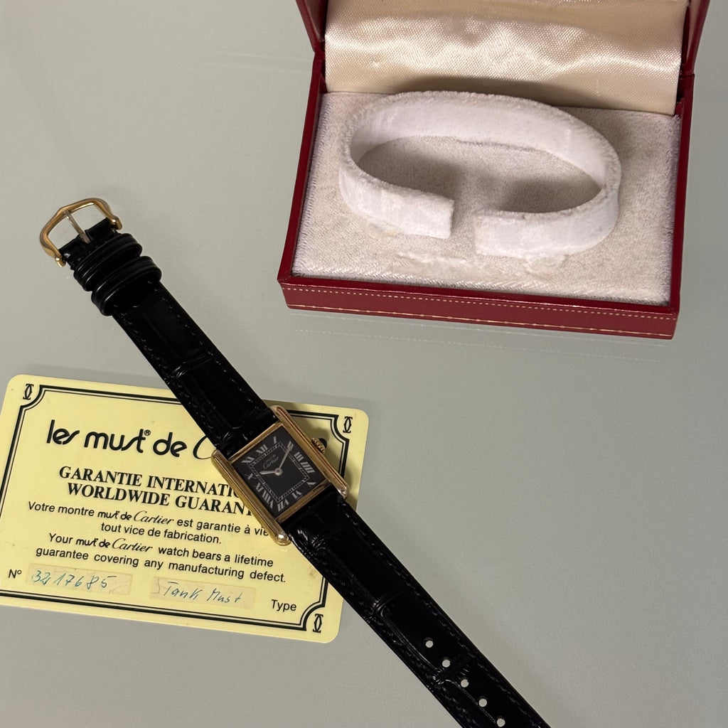 Cartier Tank PM Black dial Full Set