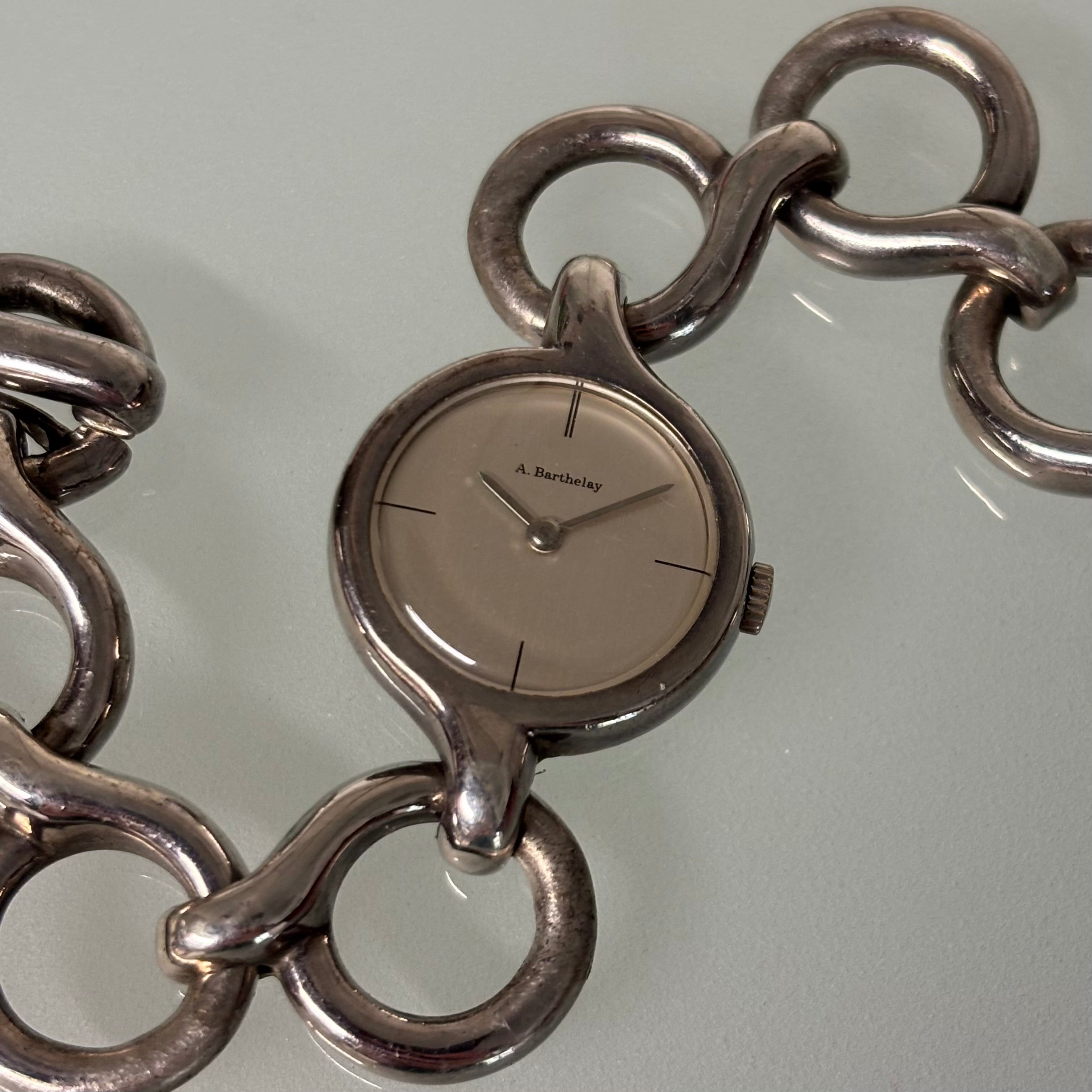 Alexis Barthelay Silver Bracelet Watch – 1970’s with Original Box