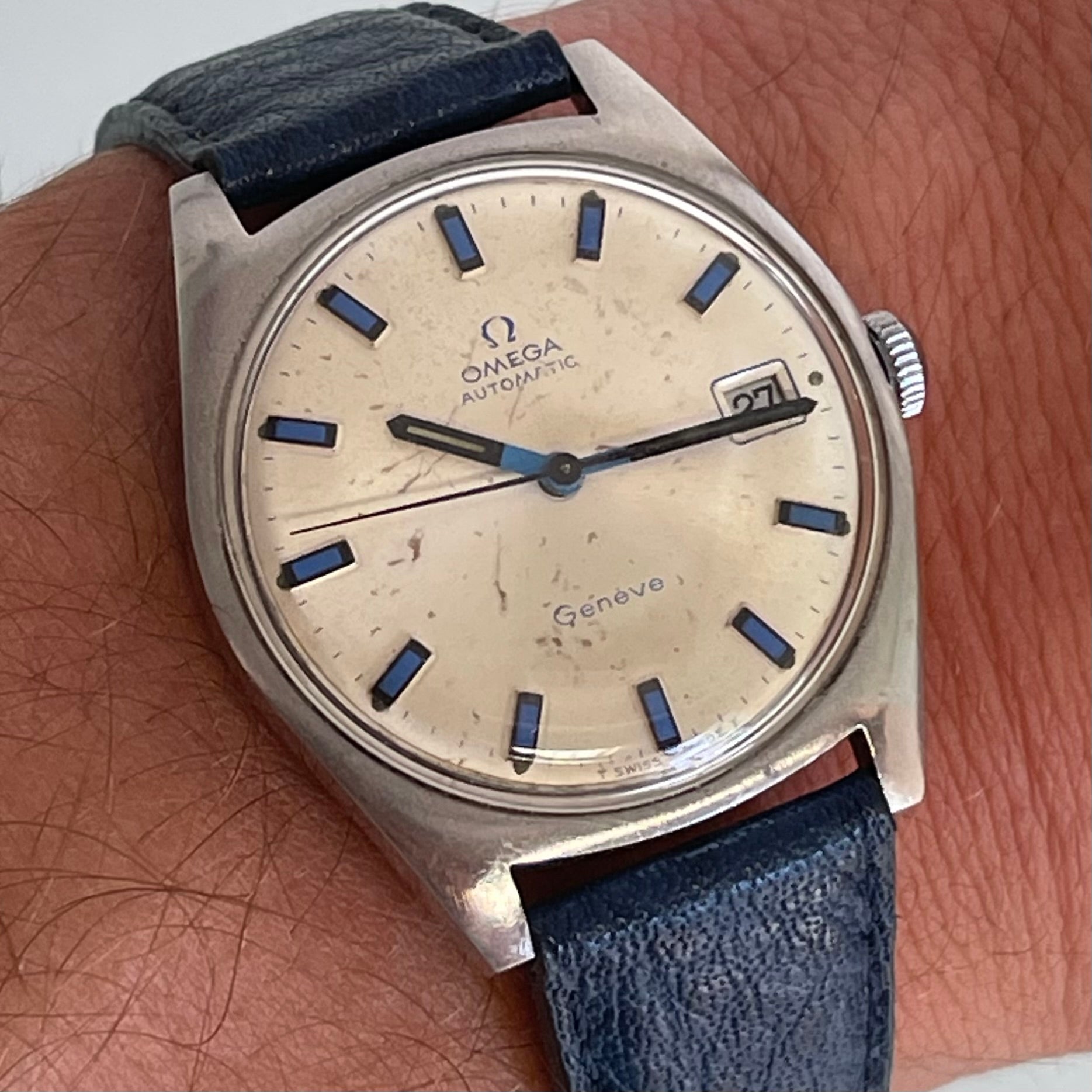 Omega Genève Blue accent dial