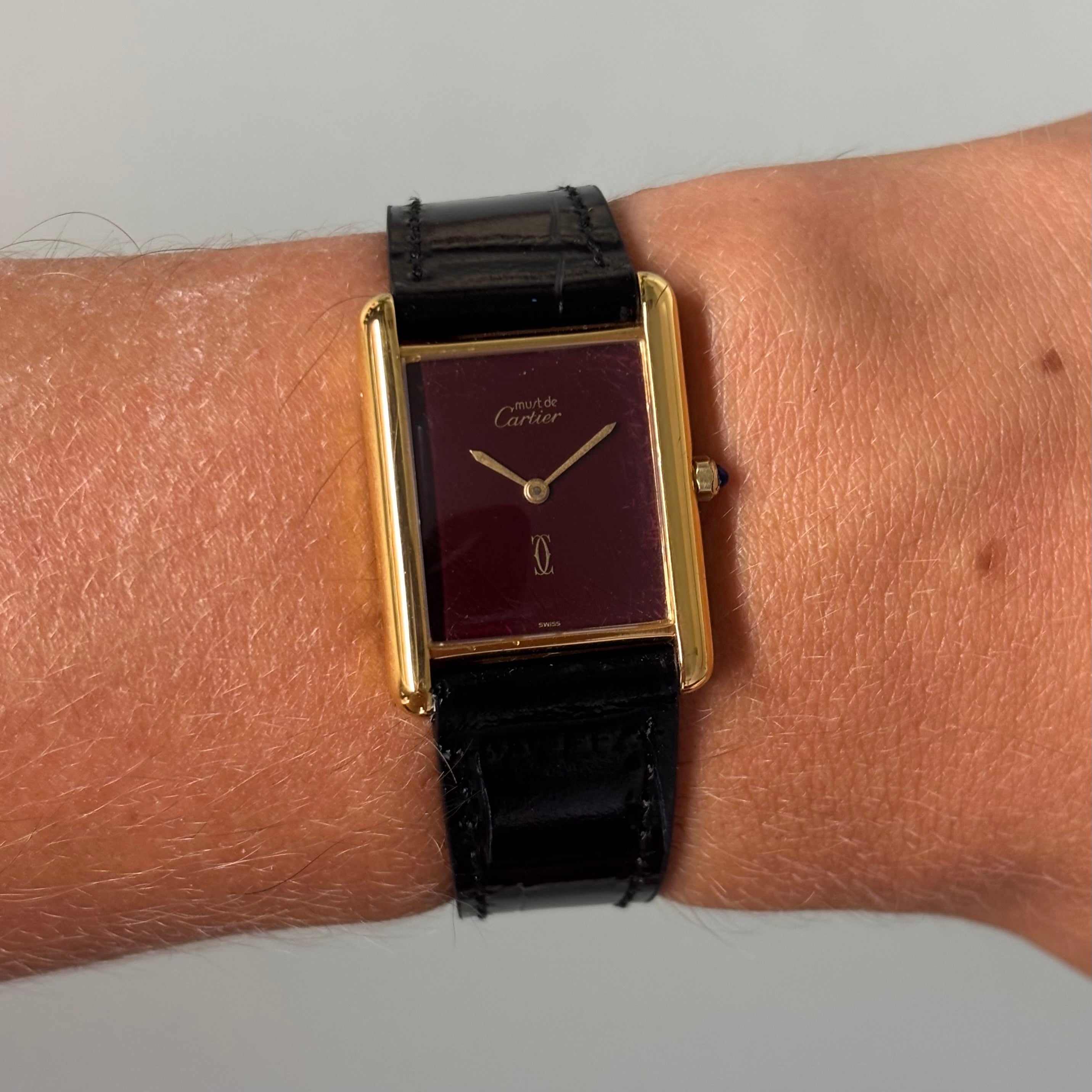 Cartier Tank GM Burgundy dial