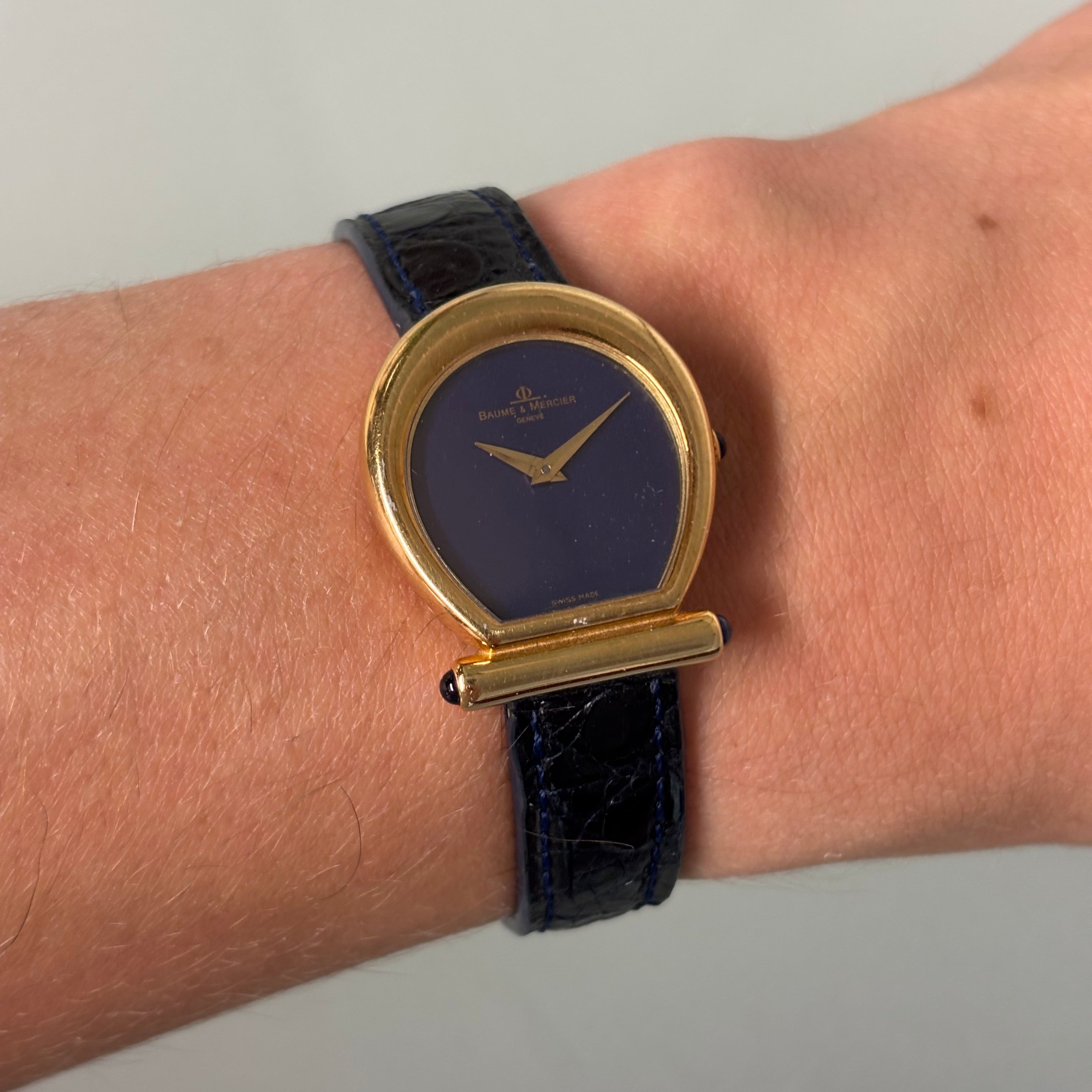 Baume & Mercier Lapis Dial Watch – Logo Case, 18K Gold