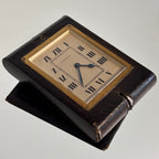 Cartier × Concord Travel Clock – Vintage Leather-Cased Timepiece
