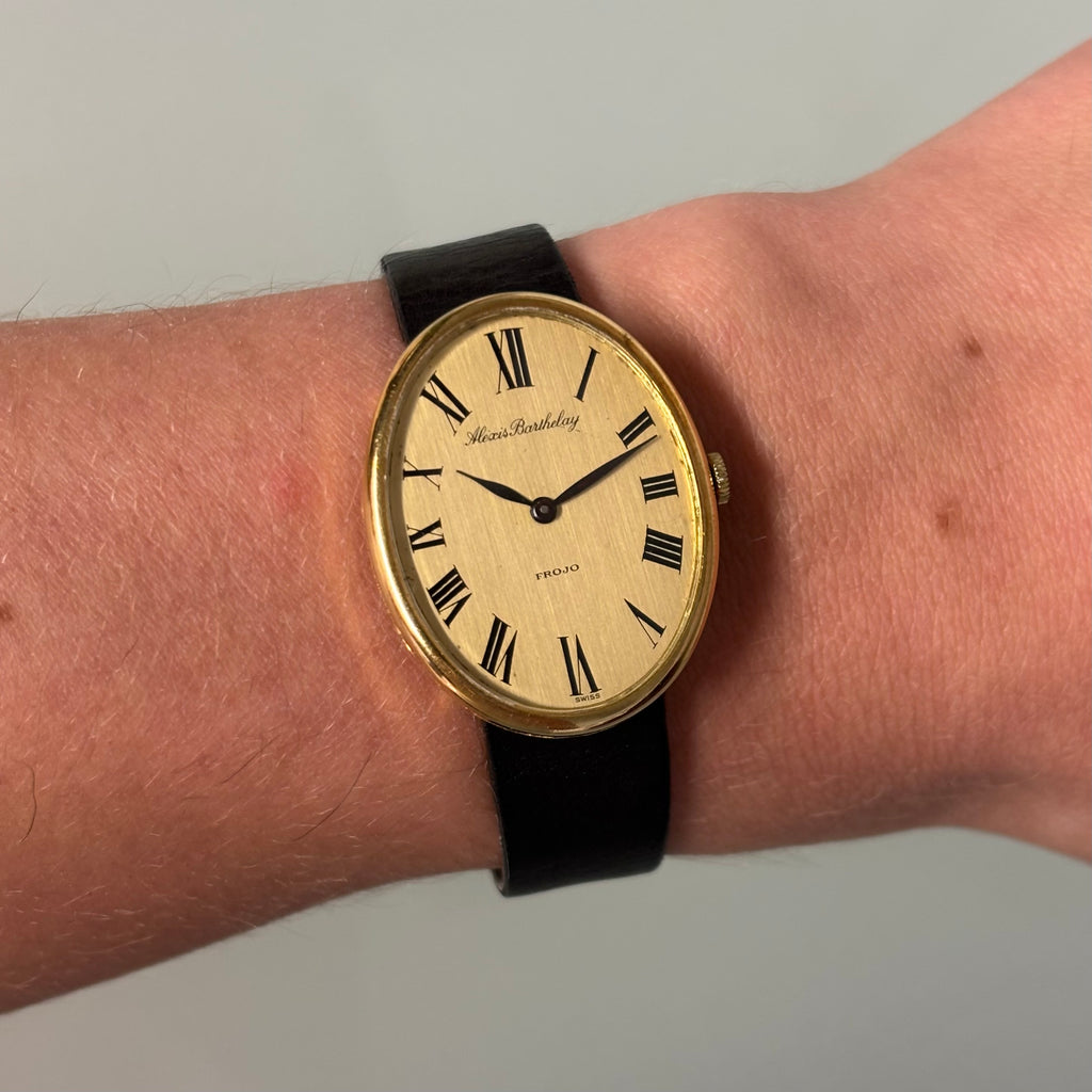 Alexis Barthelay Oval Wristwatch – Frojo Signed Dial, 18K Gold