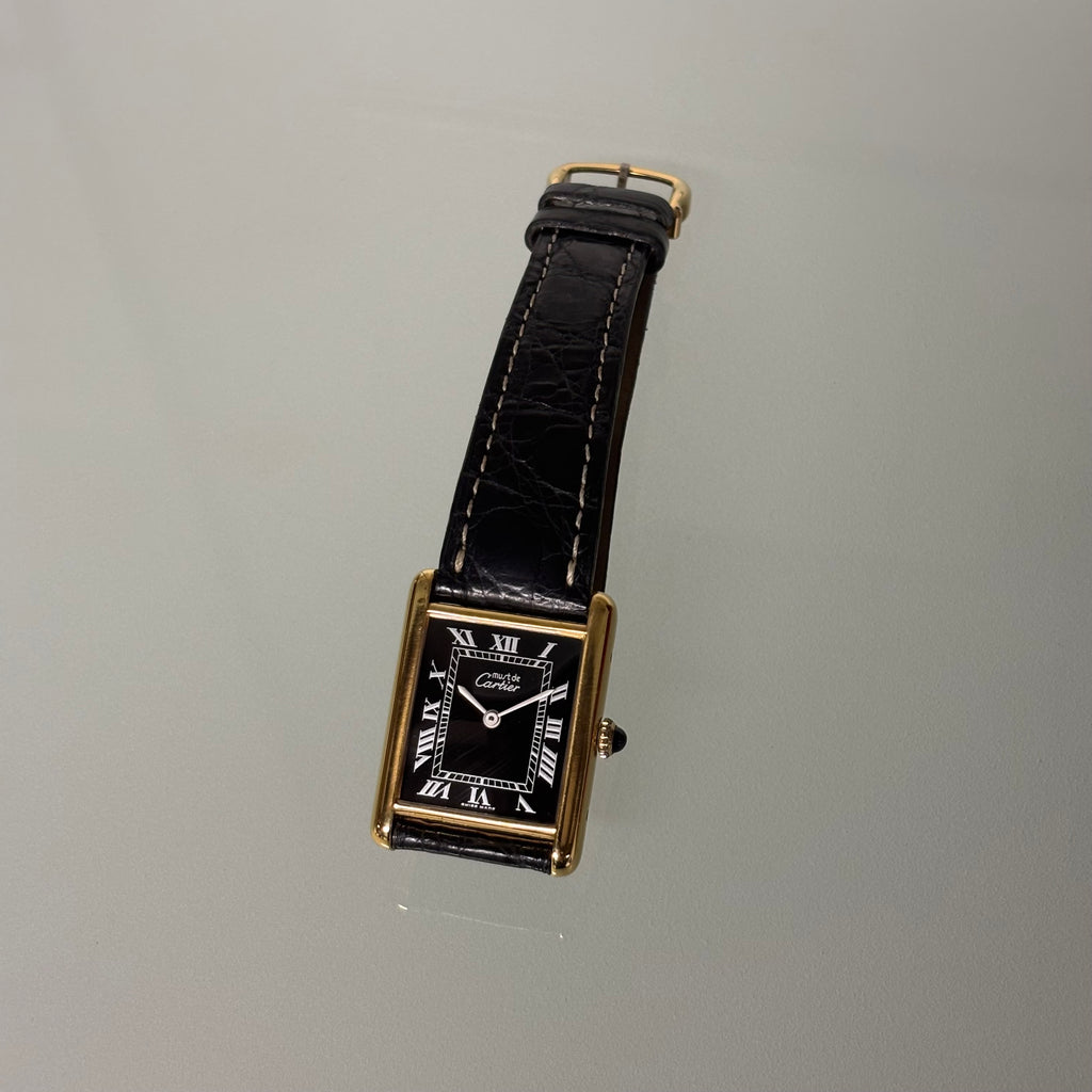Cartier Tank GM black dial with buckle