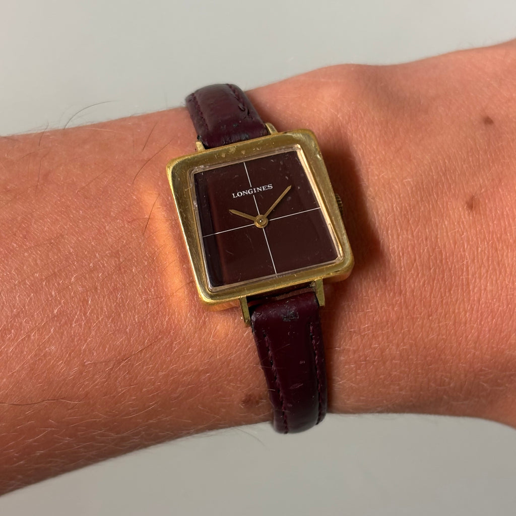 Longines square ladies burgundy