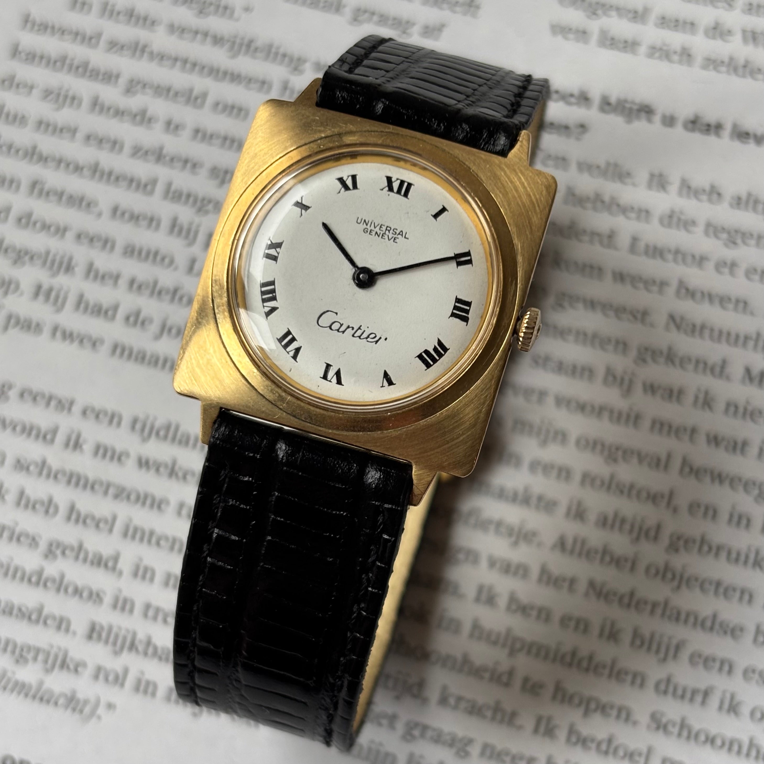 Universal Geneve Wristwatch – Cartier Signed, 18K Yellow Gold