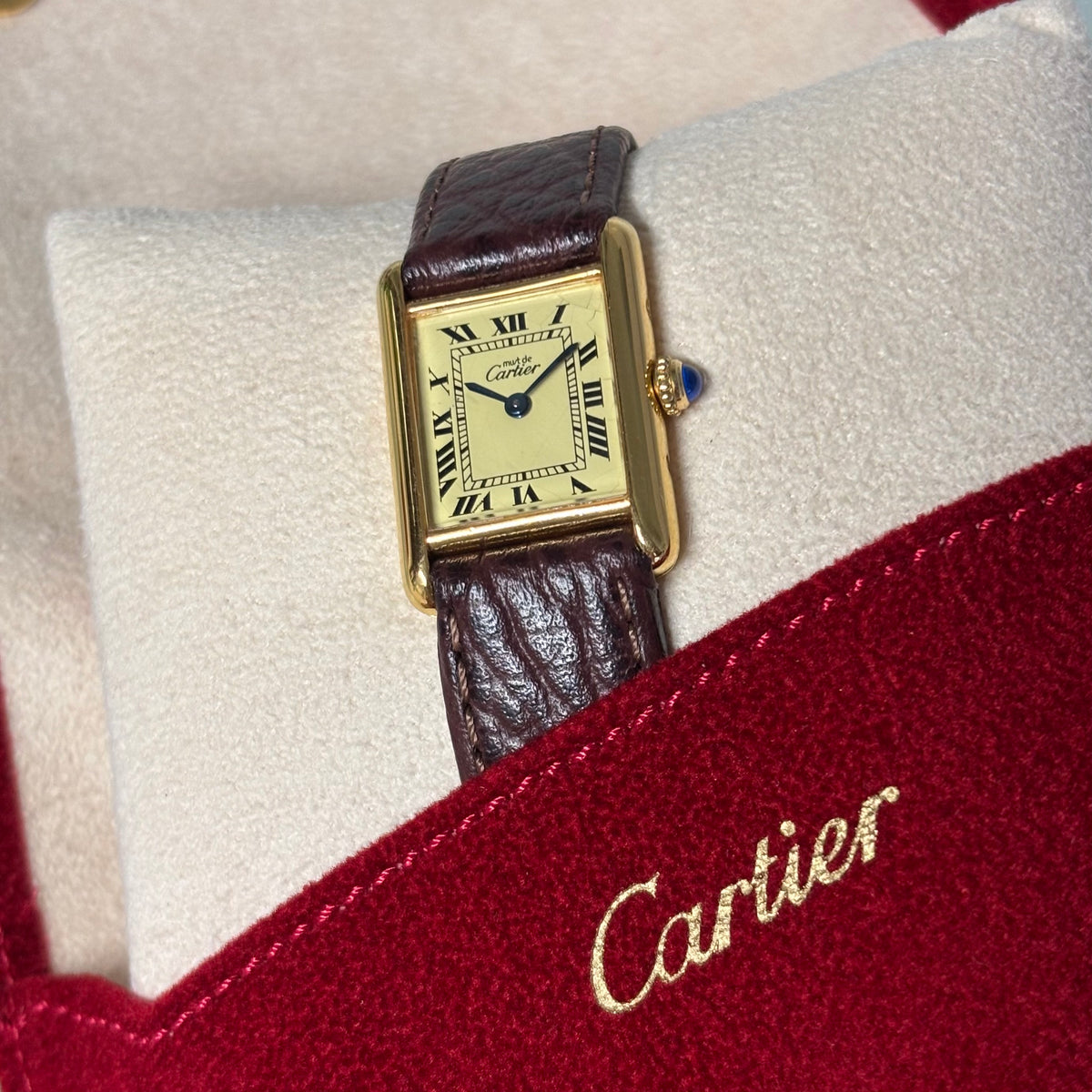 Cartier Tank champagne PM with original buckle