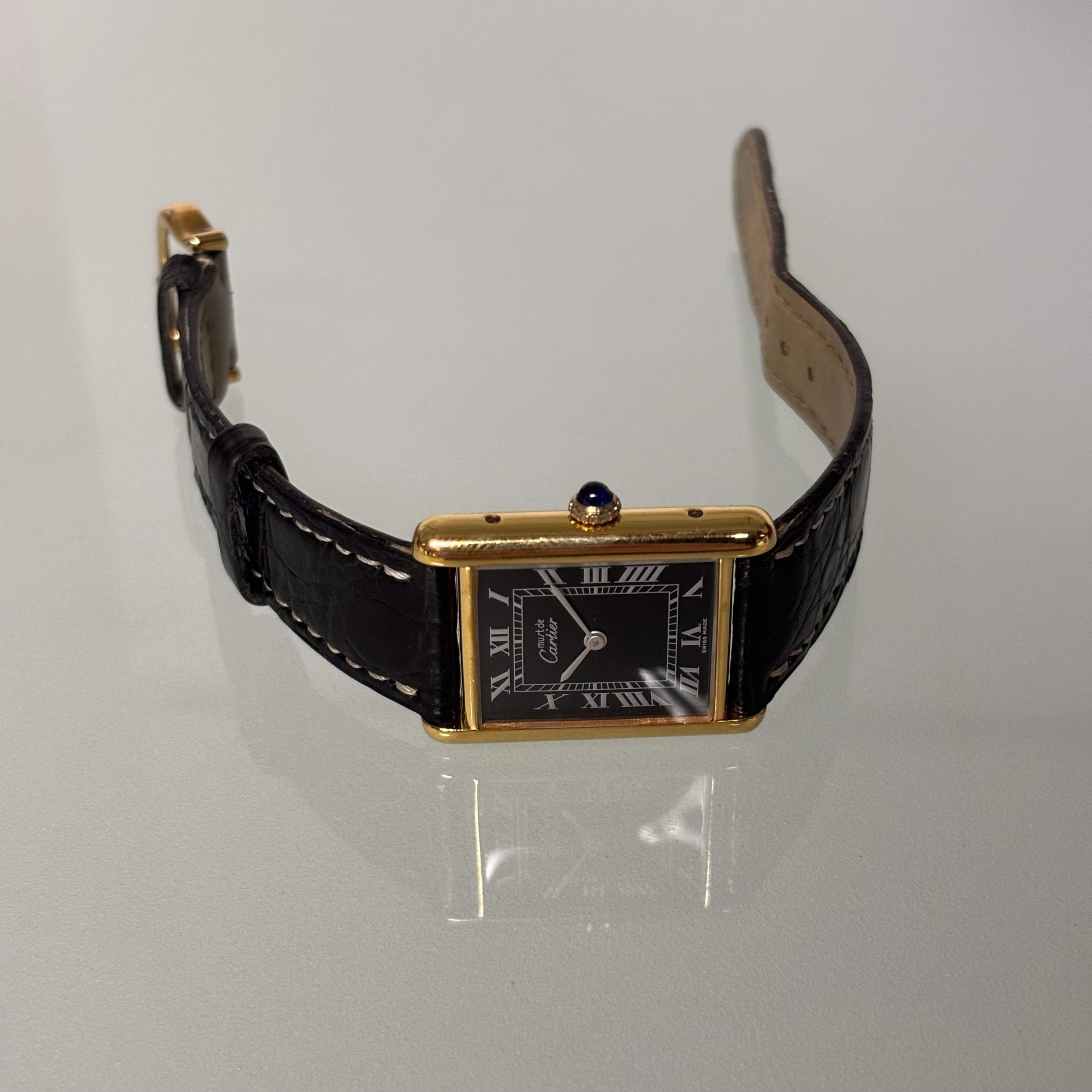 Cartier Tank GM black dial with buckle