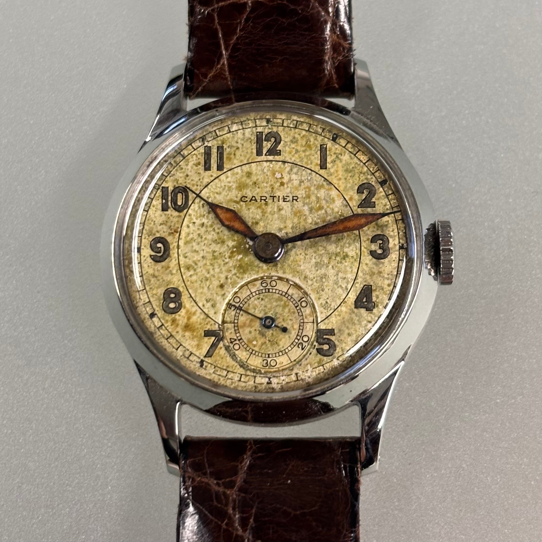 Cartier EWC Wristwatch – Steel Case with Patina Dial