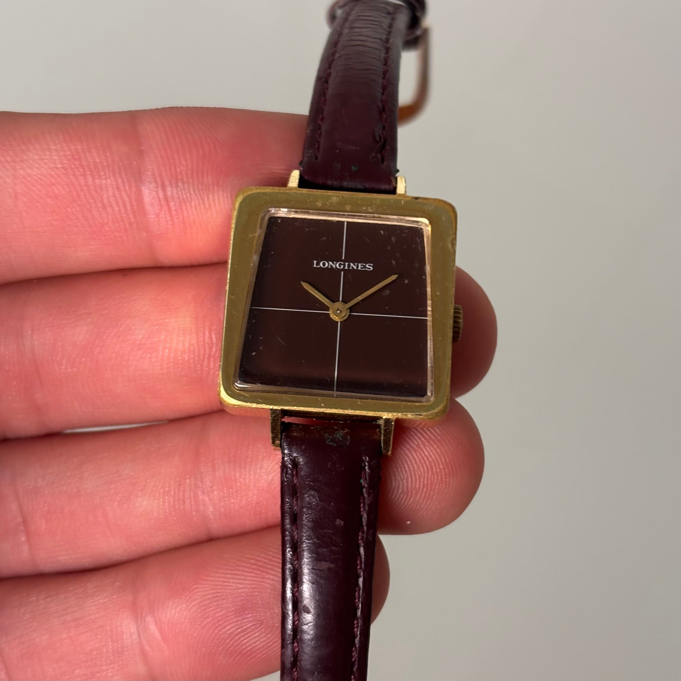 Longines square ladies burgundy